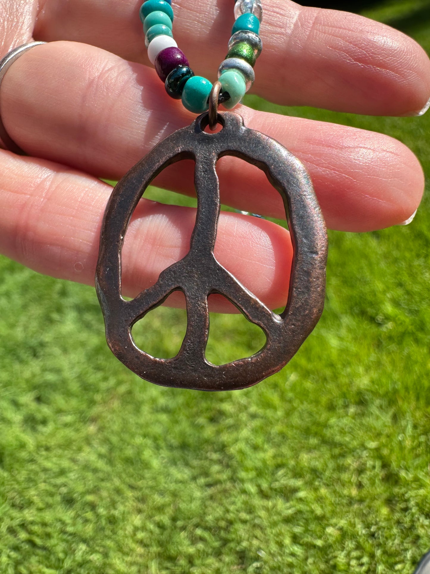 Beaded Peace Sign Necklace