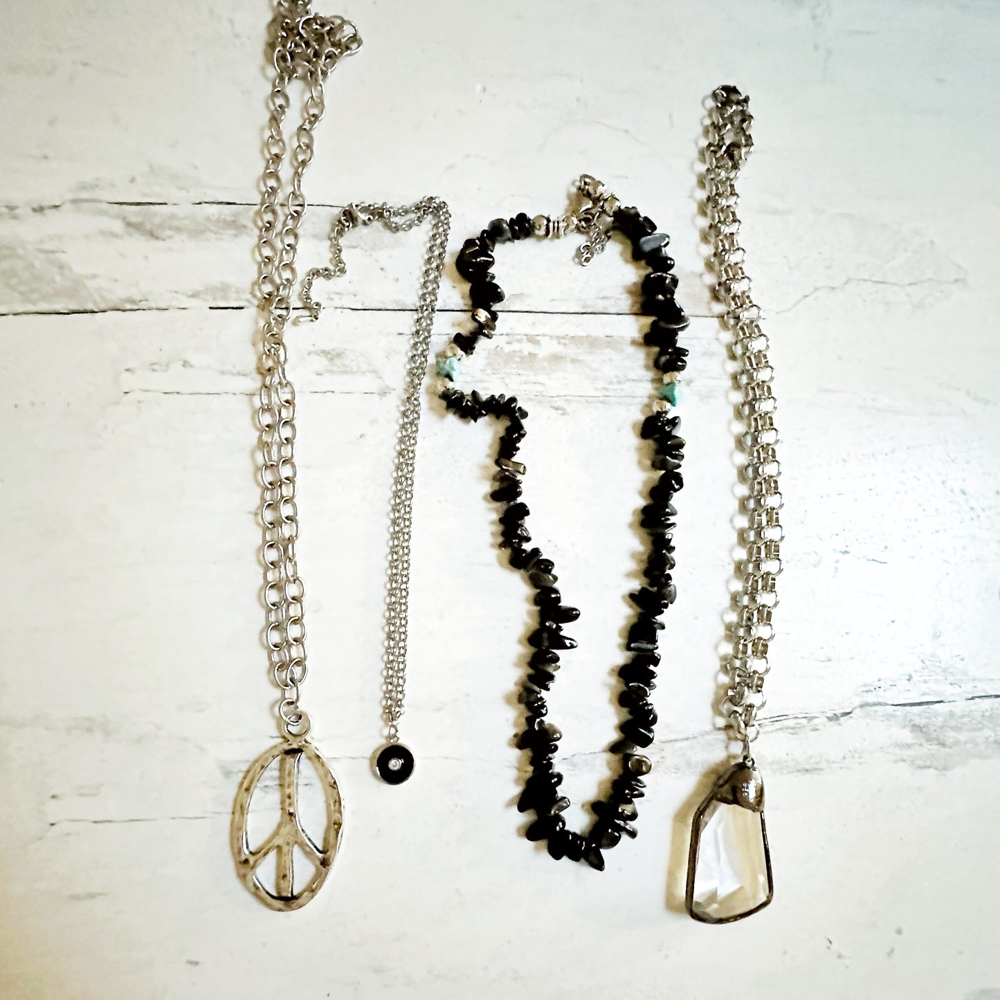 Necklace Sterling Silver and Gemstone Black and Silver Turquoise Artisan