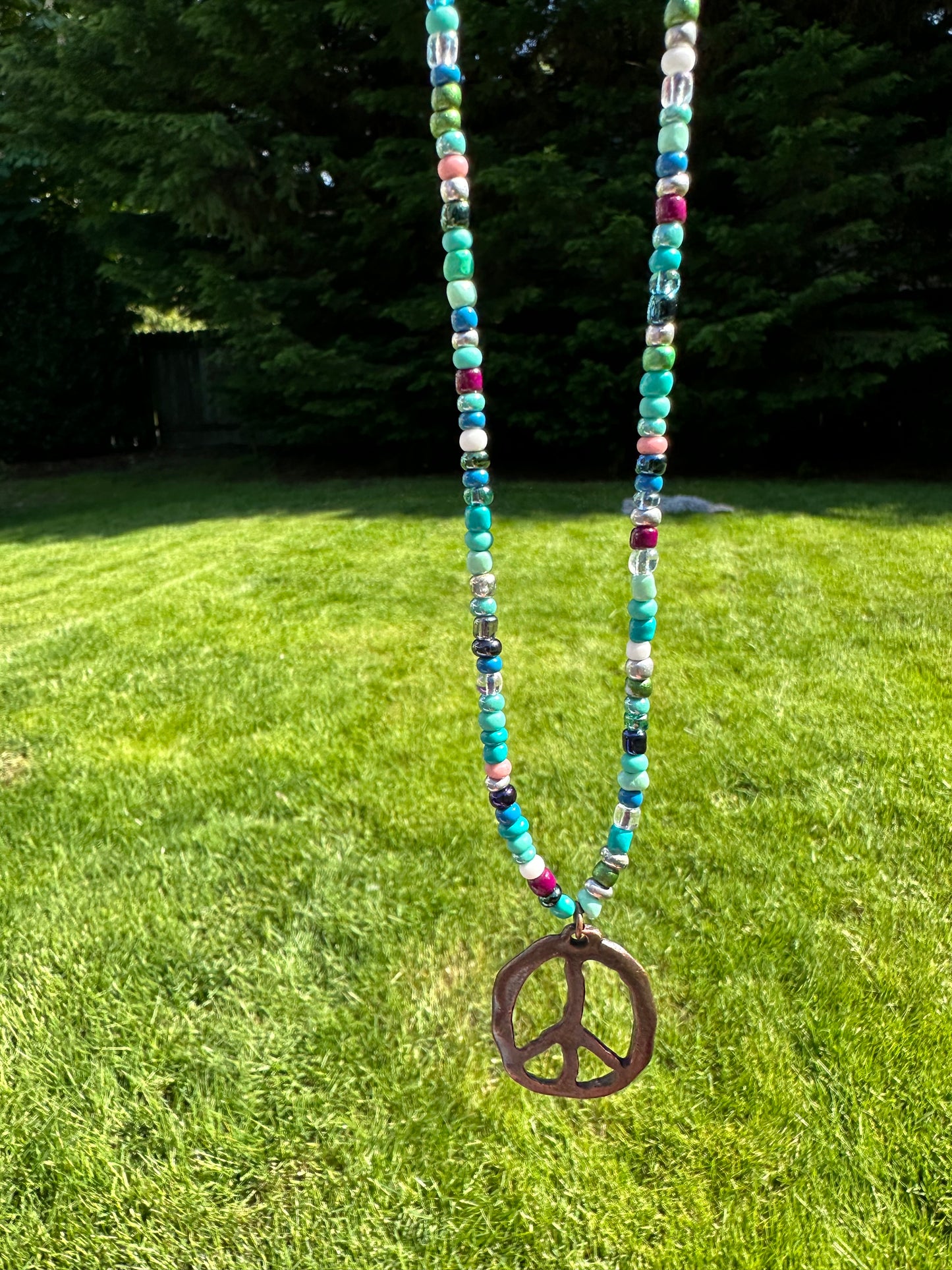 Beaded Peace Sign Necklace