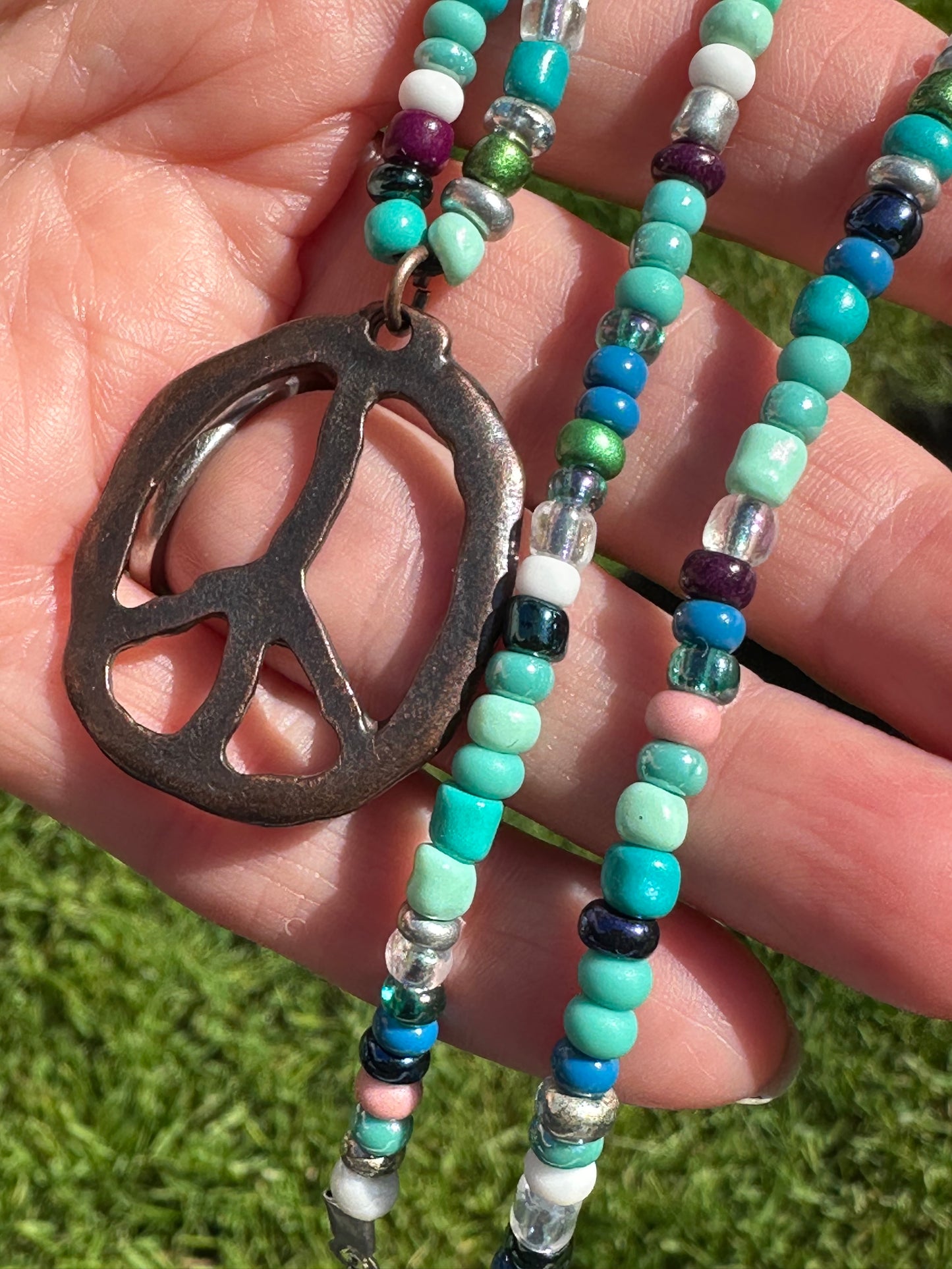 Beaded Peace Sign Necklace