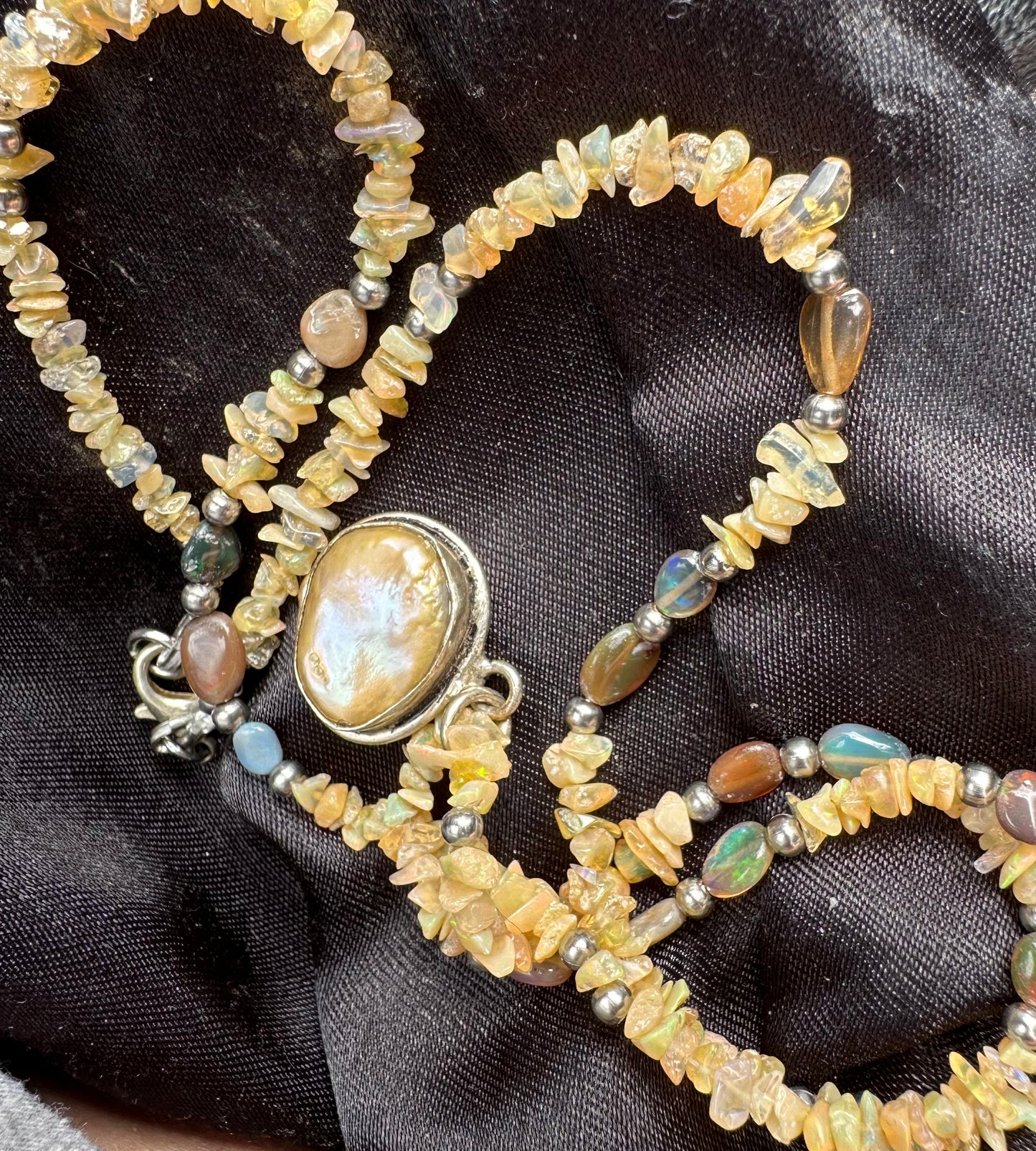 Opal and Pearl Beaded Necklace
