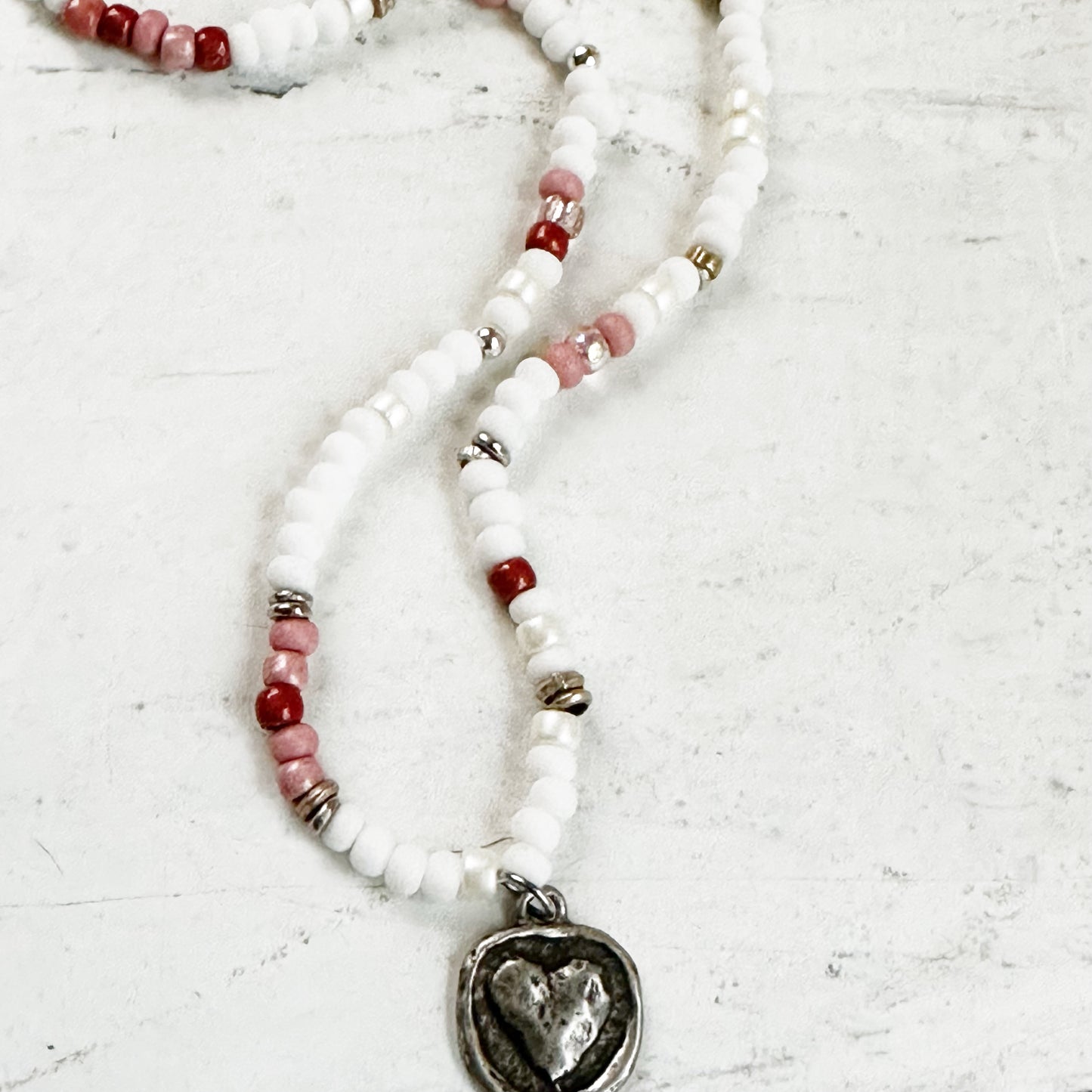 Seed Bead Heart Necklace