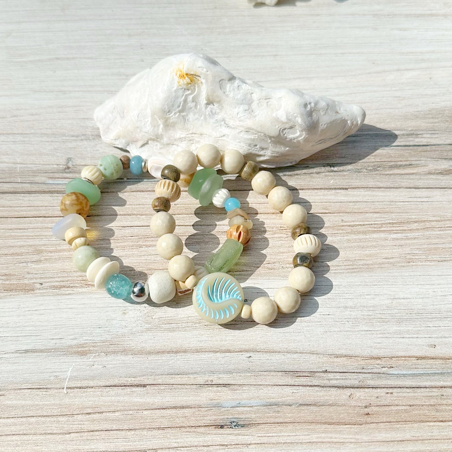 Sea Glass Beach Bracelet Set