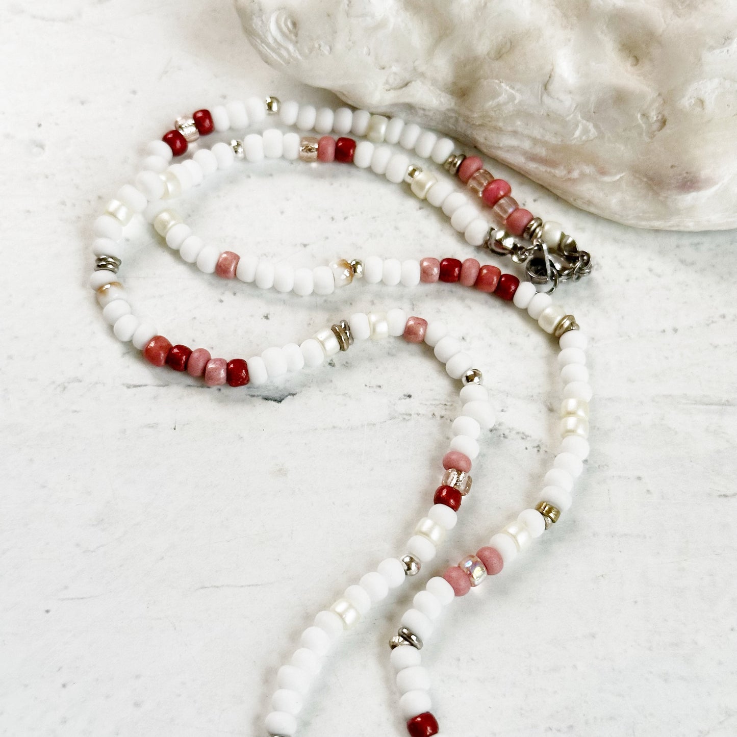 Seed Bead Heart Necklace