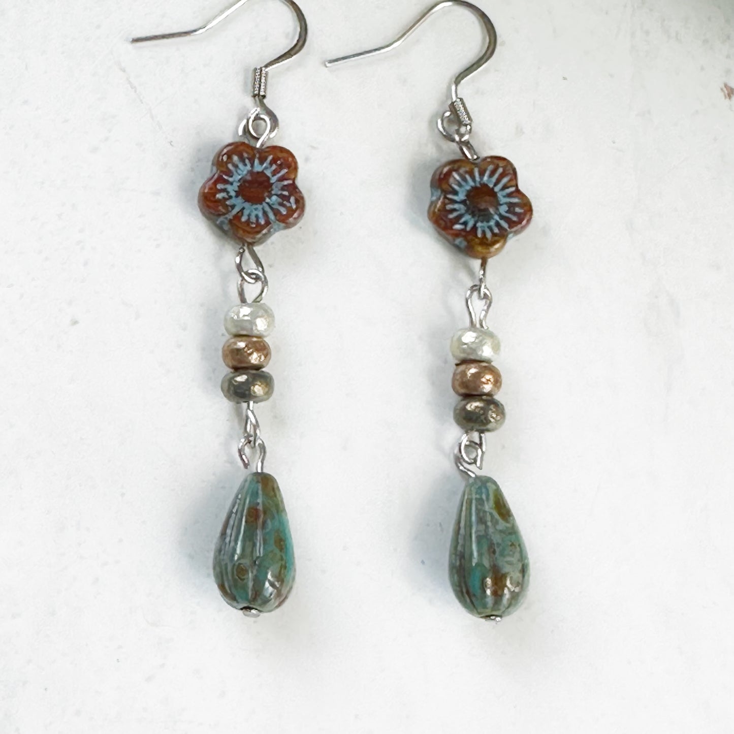 Czech Glass Flower Earrings