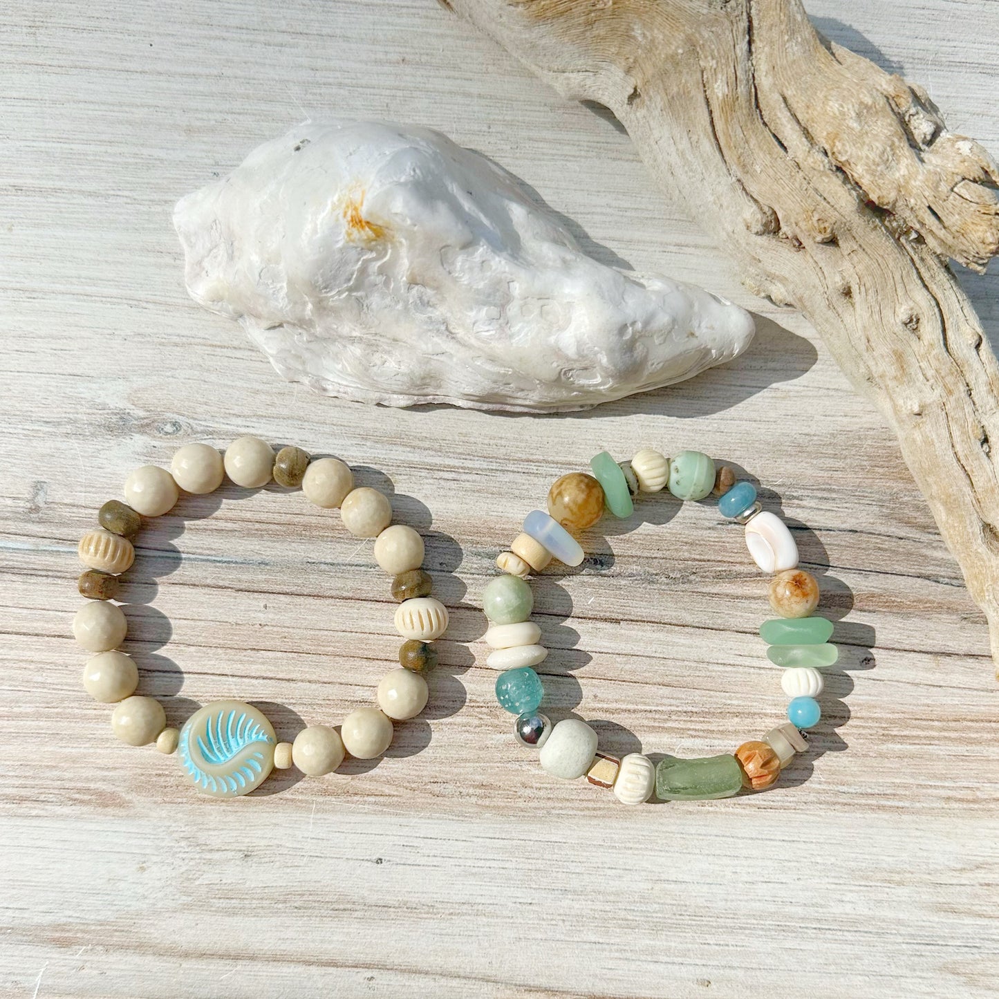 Sea Glass Beach Bracelet Set