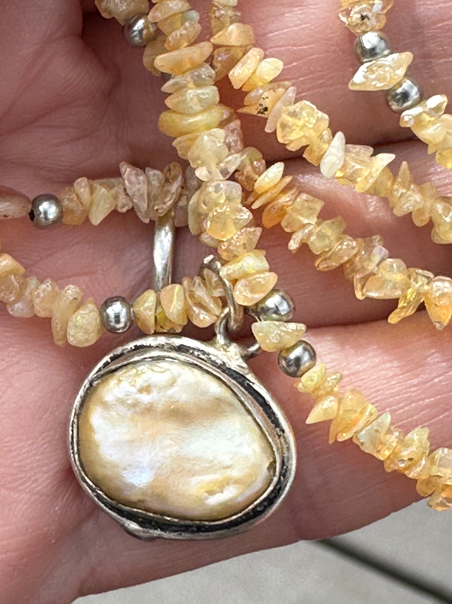Opal and Pearl Beaded Necklace