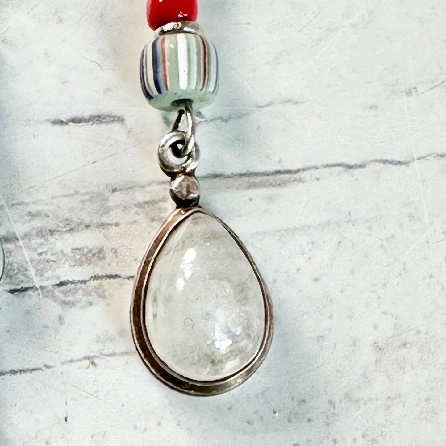 Red White Boho Blue American African Earrings