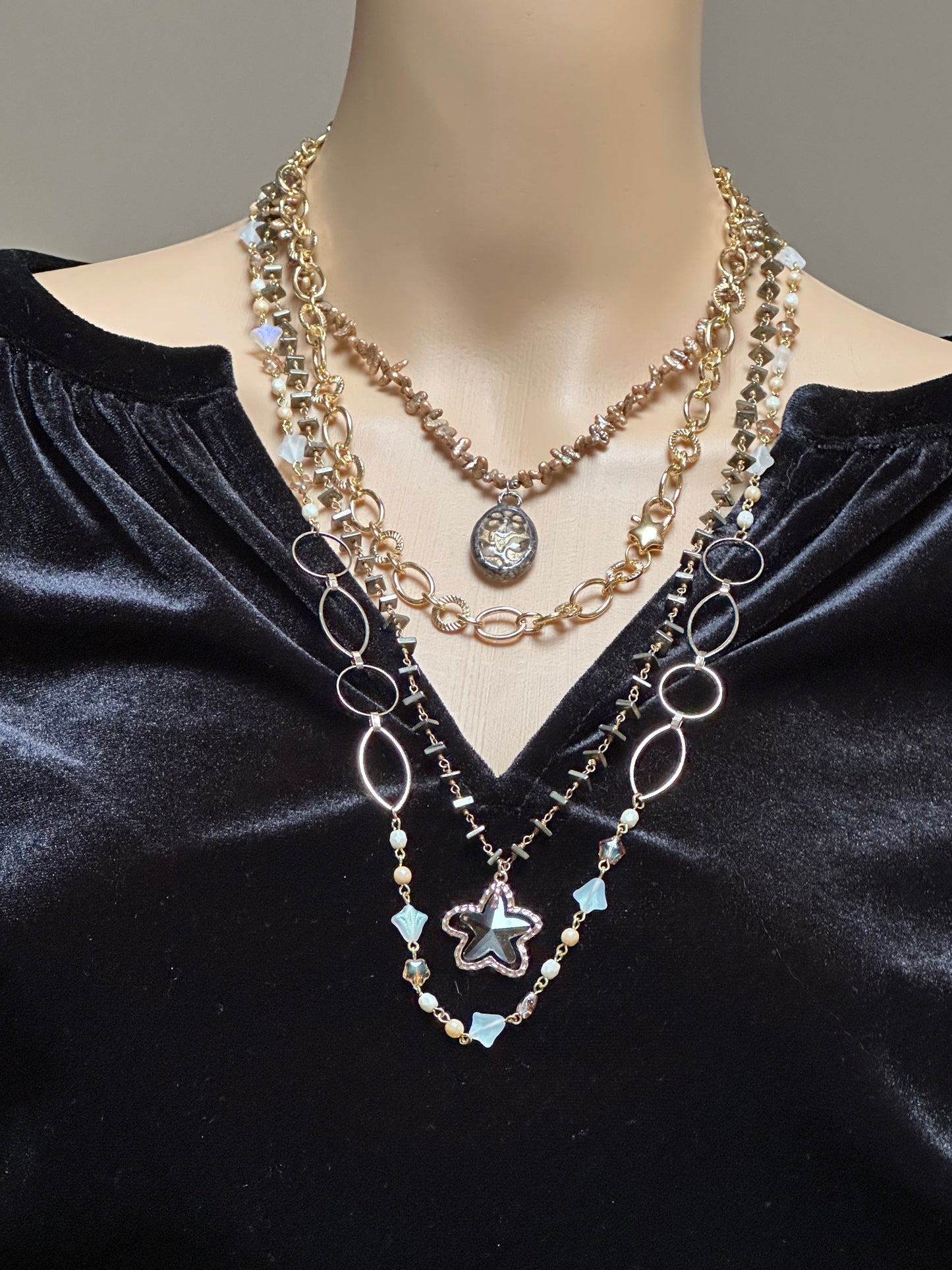 Chic Beaded Necklace with Star Pendant
