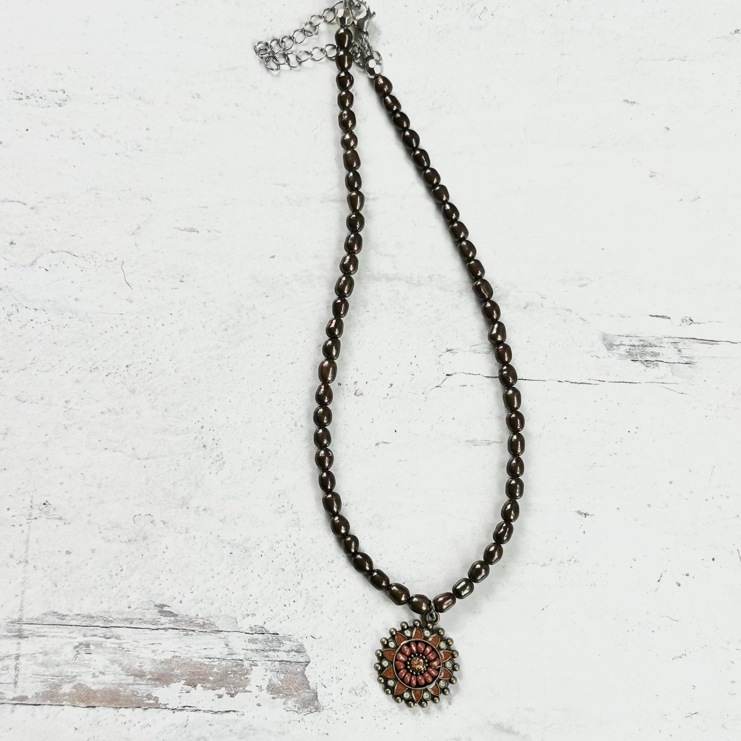 Boho Necklaces Beaded Pearl Chain Gemstone Pendant