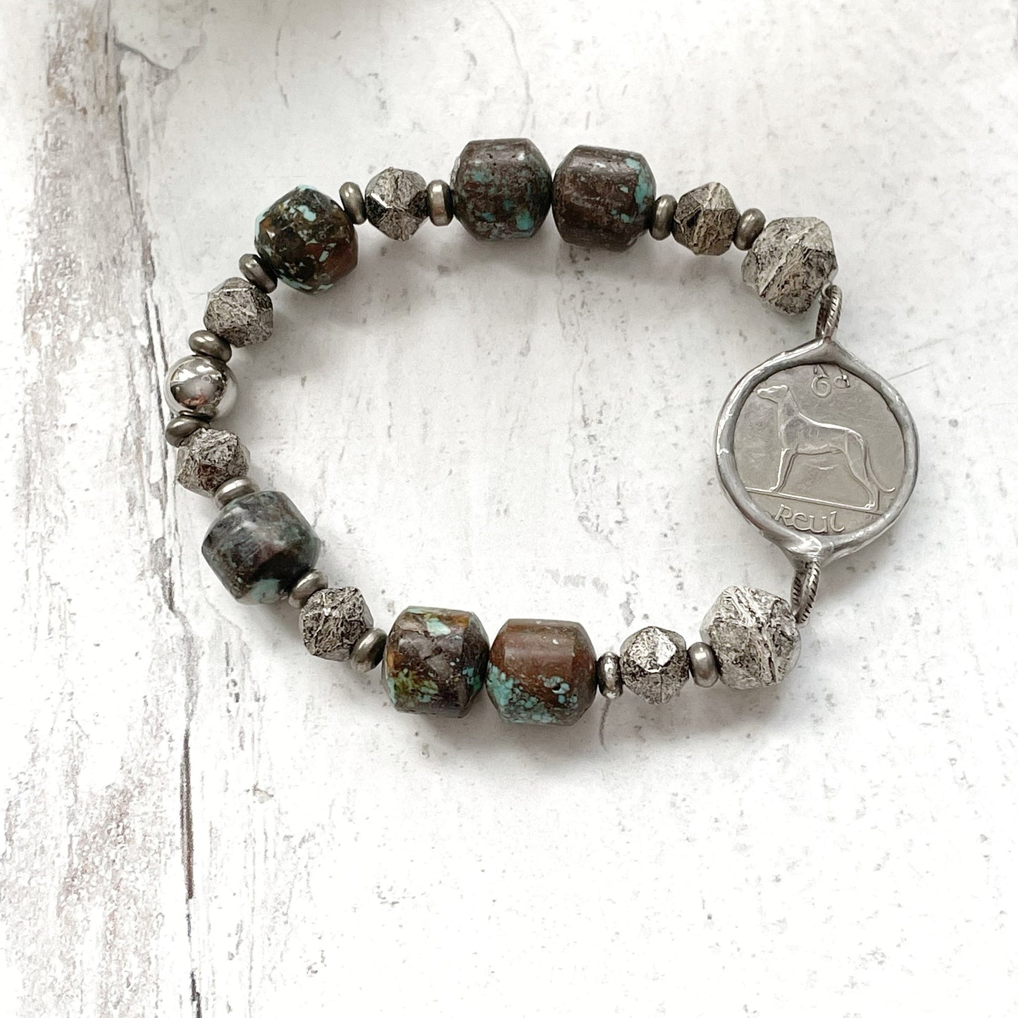 Jewelry Bracelets Gemstone Turquoise Beaded Boho Green Silver