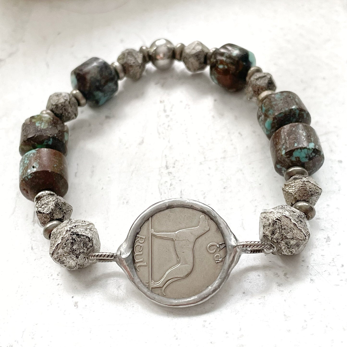 Jewelry Bracelets Gemstone Turquoise Beaded Boho Green Silver