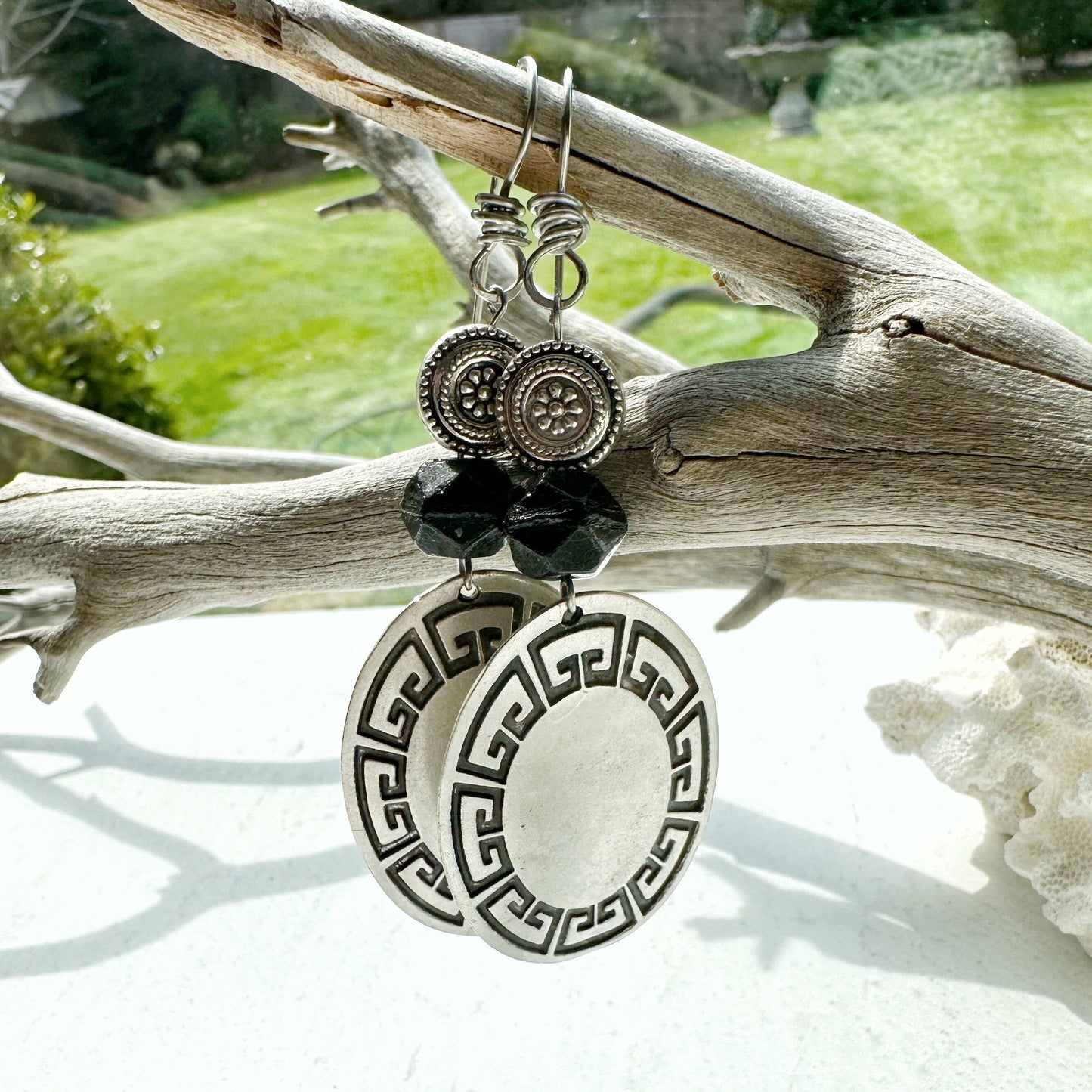 Black and Silver Tibetan Earrings