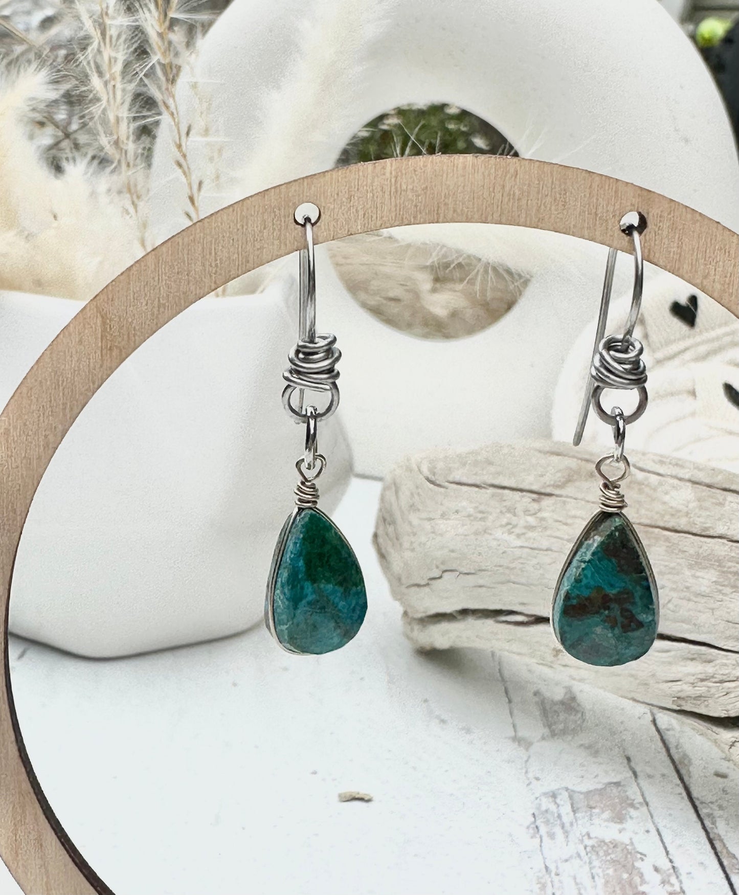 Earrings Turquoise Gemstone Jewelry Silver Artisan