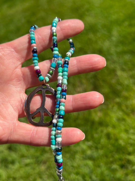 Beaded Peace Sign Necklace