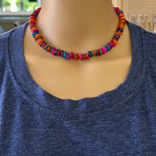 Bright Rainbow Choker Necklace