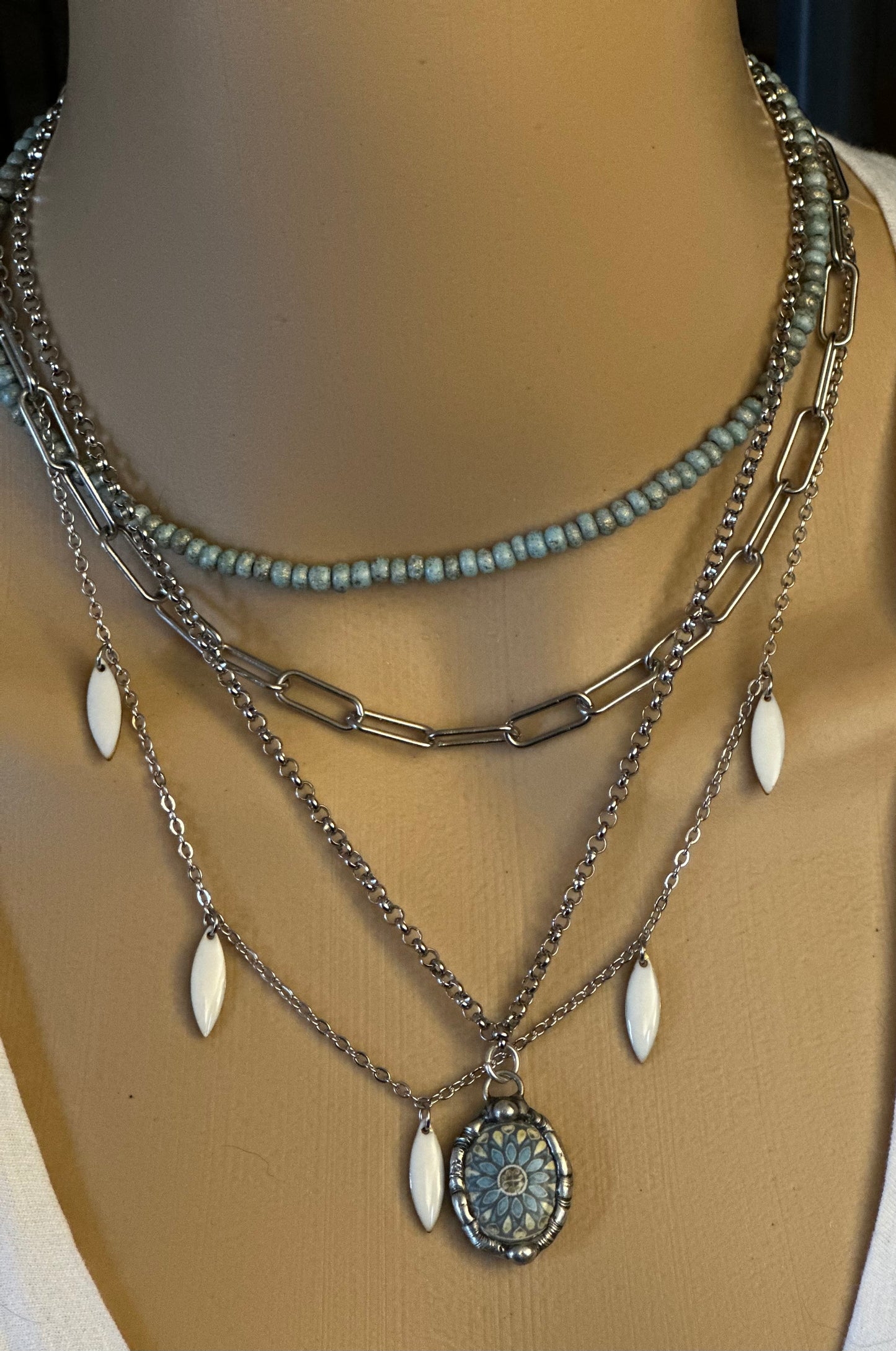 Boho Beaded Moon Choker Necklace