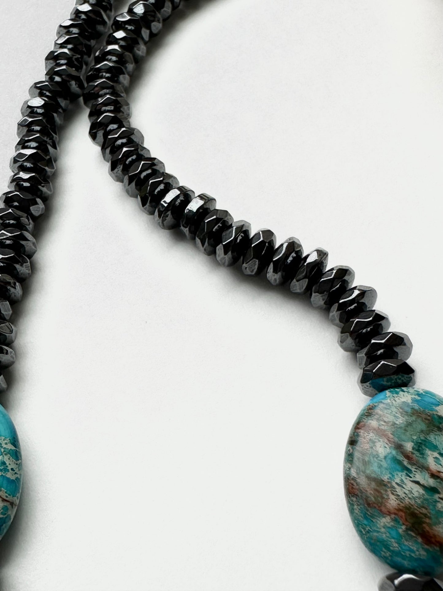 Boho Turquoise Gemstone Beaded Necklace Black