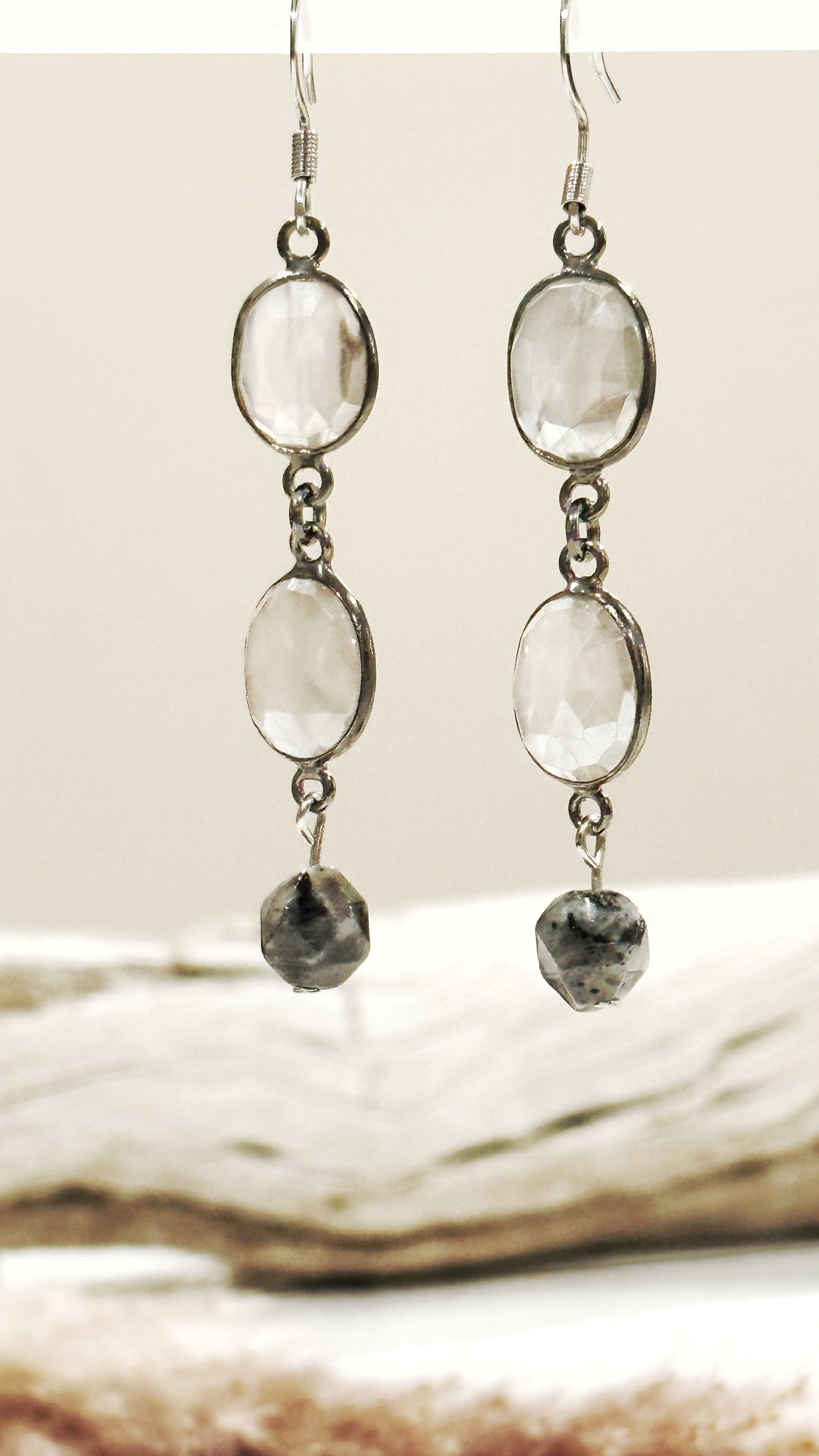 Sparkly Moonstone Gemstone Dangle Earrings Boho Chic Jewelry