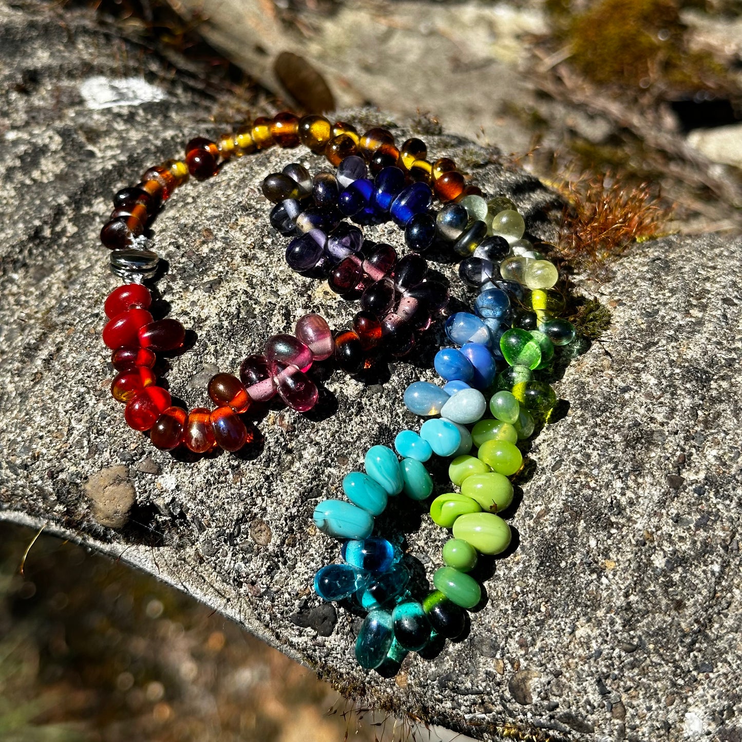 Rainbow Boho Beaded Necklace With Glass Czech Beads