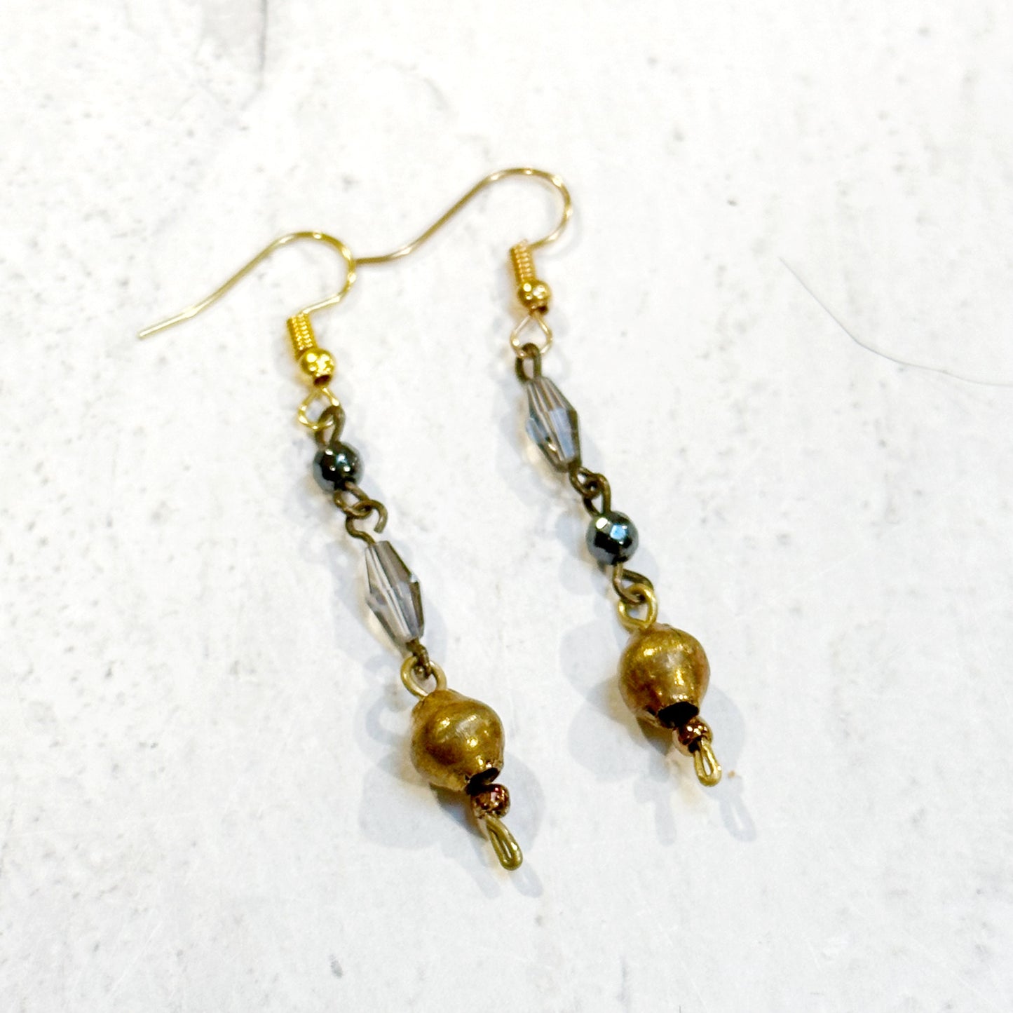 Jewelry Beaded Earrings made with Gold Crystal Black Gray African Brass Beads