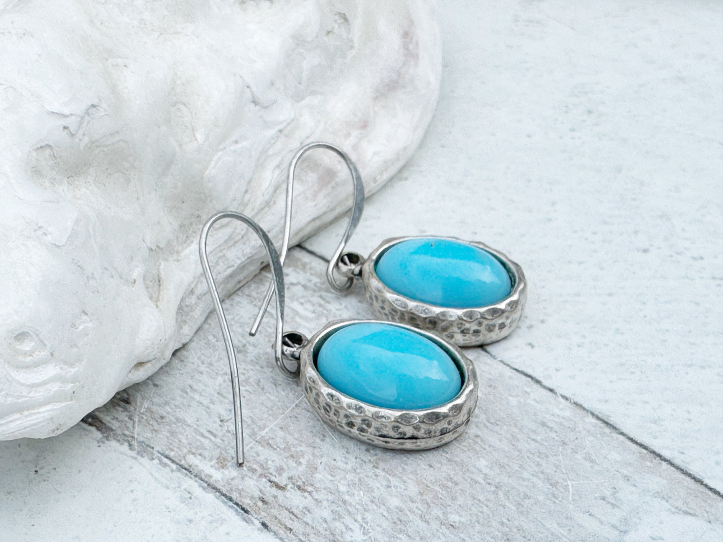 Boho Jewelry Earrings Silver Turquoise Blue Glass Bohemian Gift Gifts