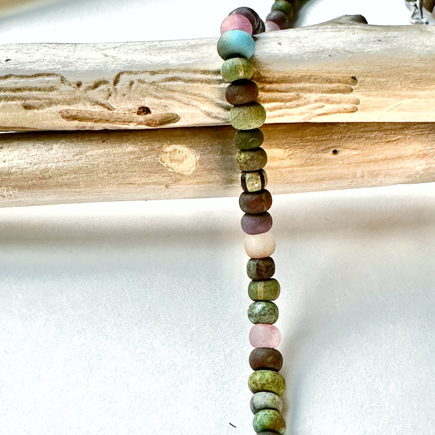 Boho Beaded Necklace Hippy Green Brown Purple Pink Blue