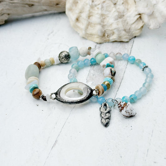 Bracelet Set Beach Vibes Beaded Stretch