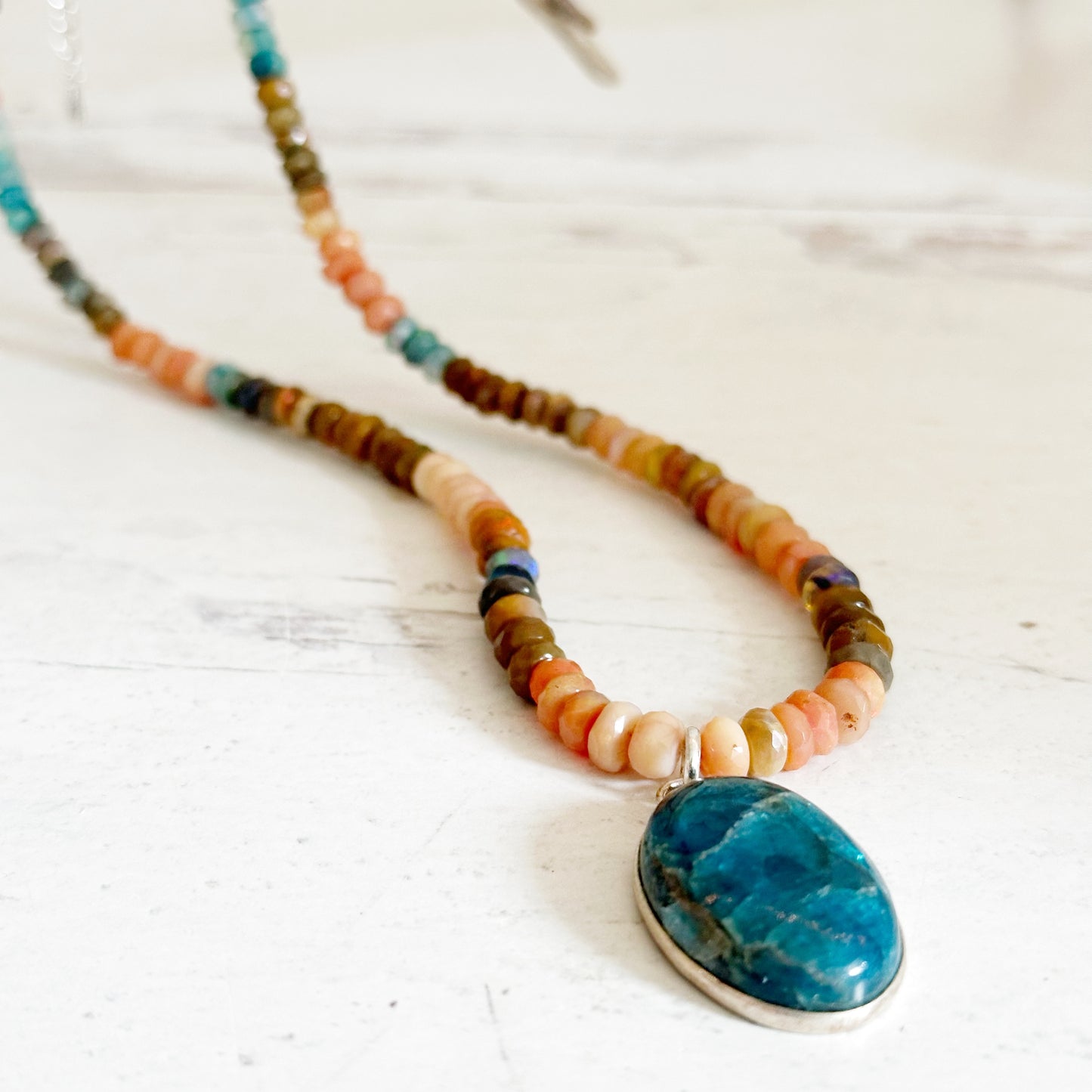 Boho Beaded Necklace with Opal Gemstones