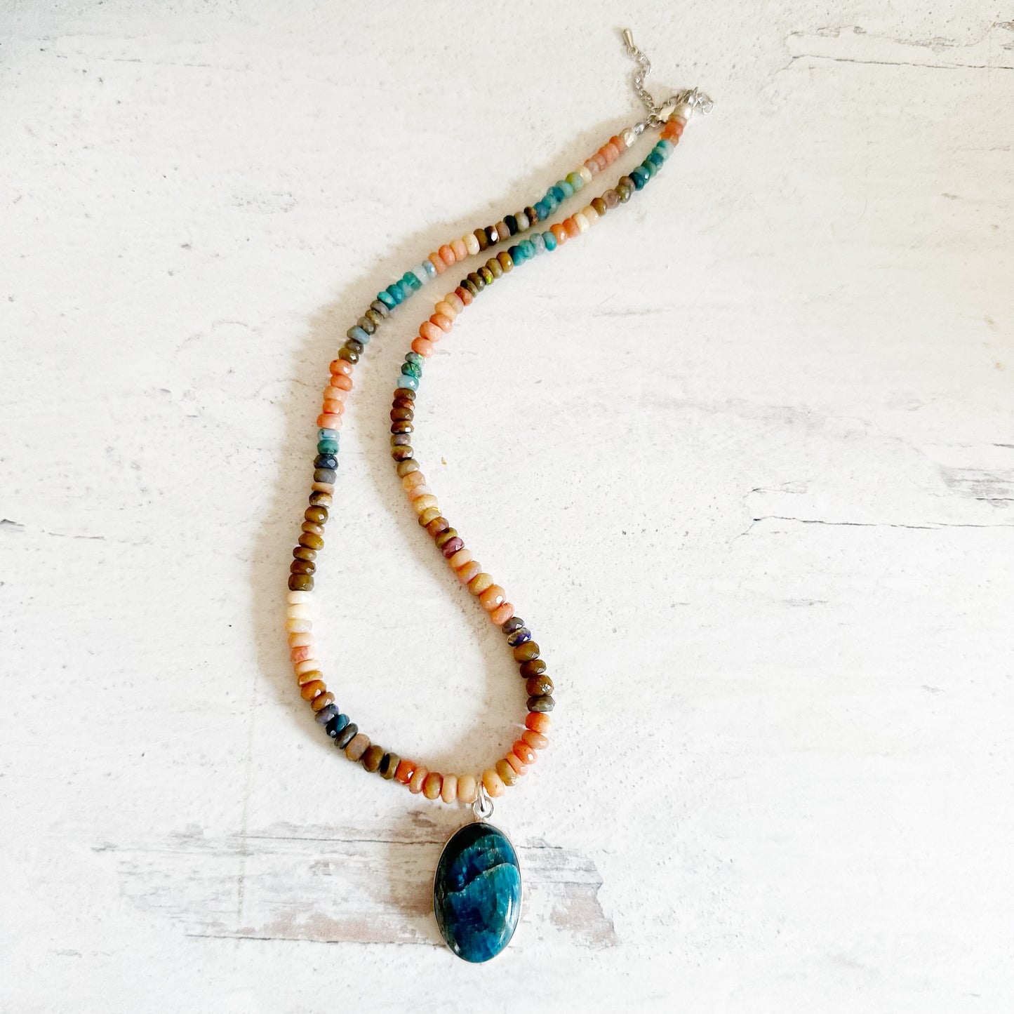 Boho Beaded Necklace with Opal Gemstones