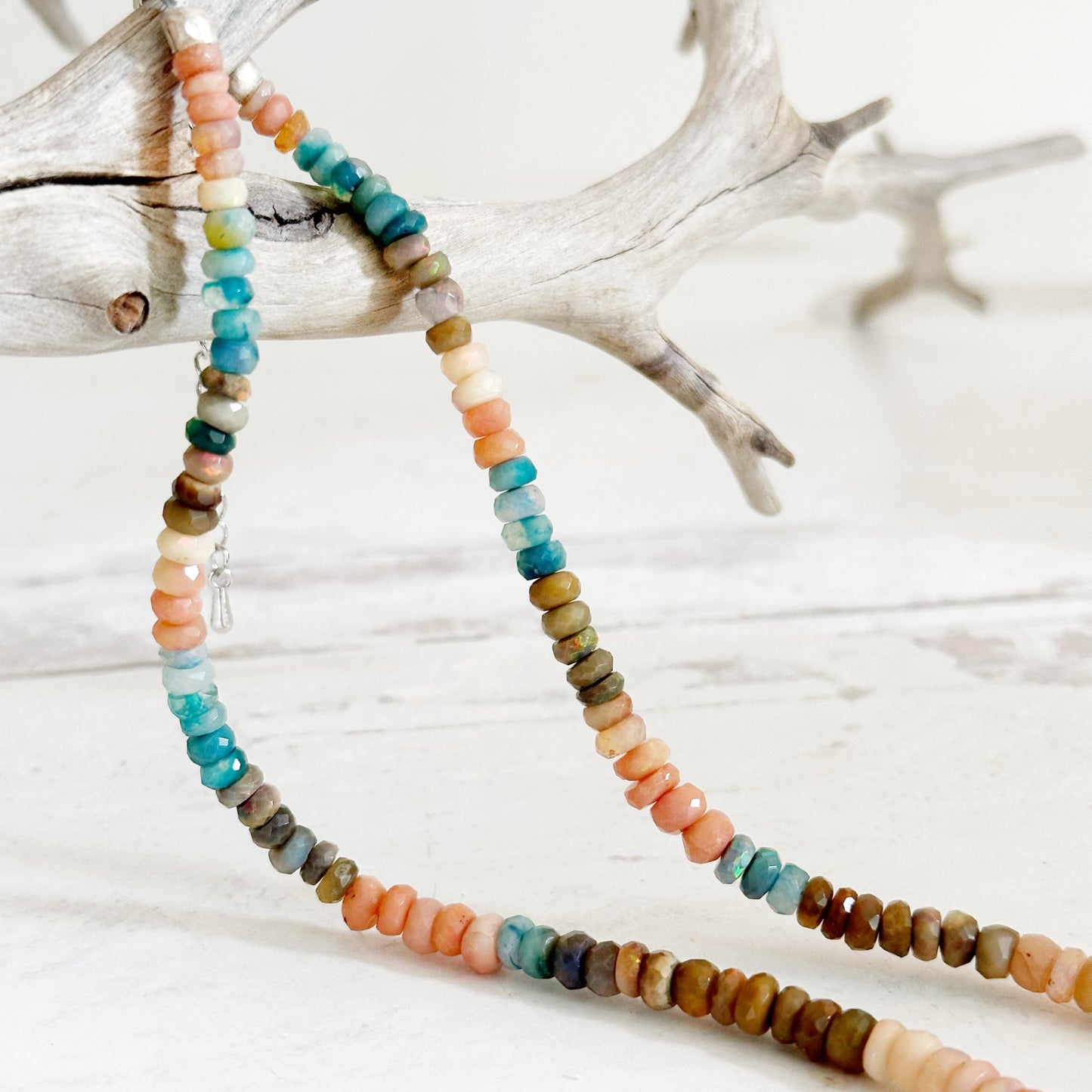 Boho Beaded Necklace with Opal Gemstones