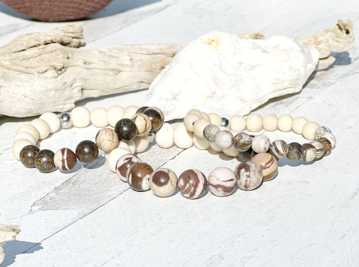 Beaded Boho Bracelets Neutral Colors Brown