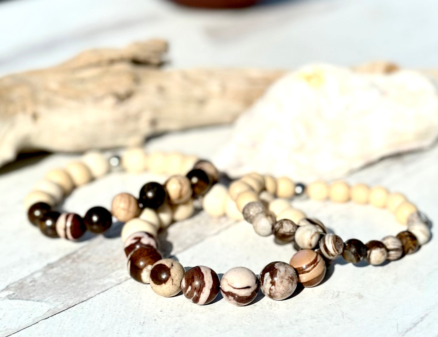 Beaded Boho Bracelets Neutral Colors Brown