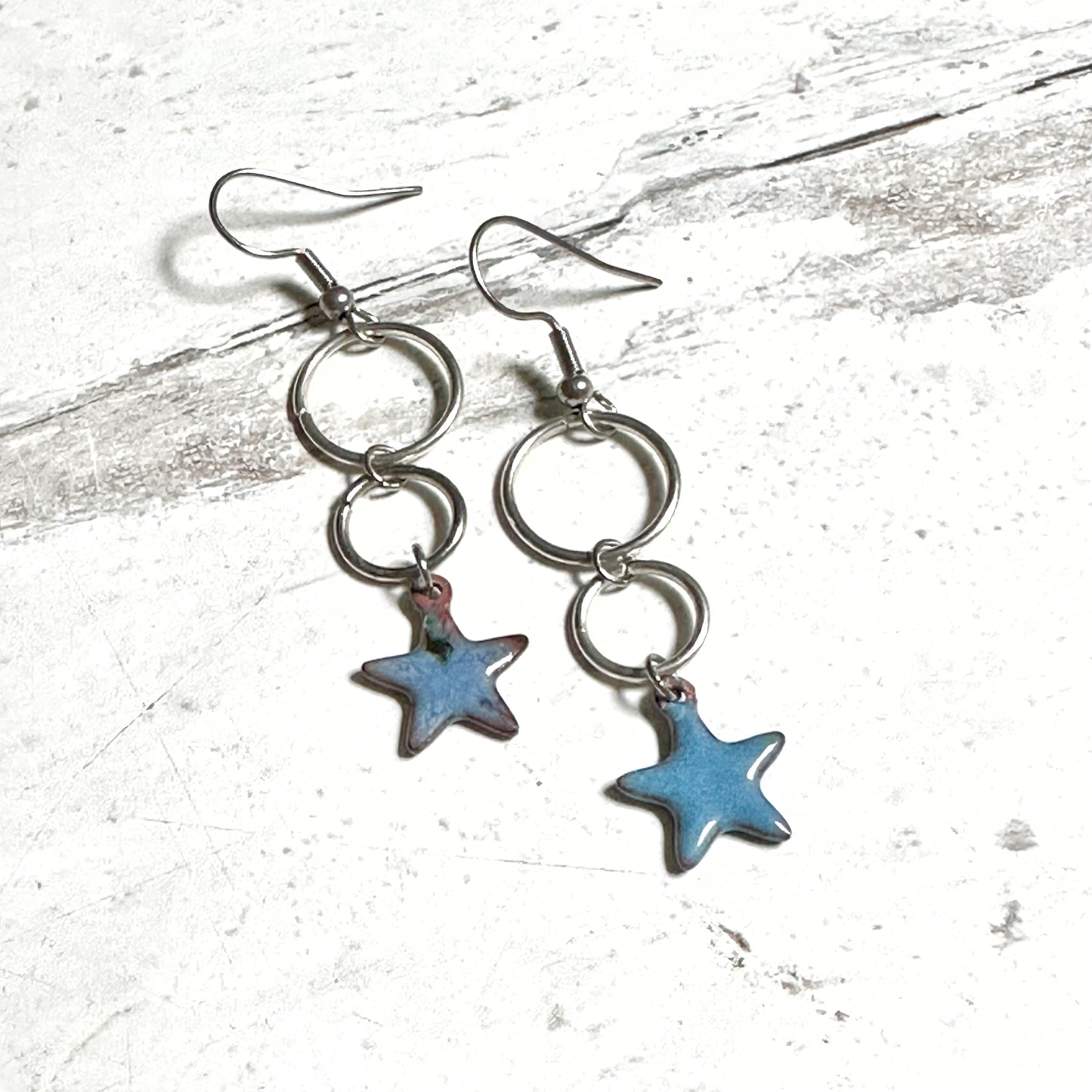 Silver Dangle Star Earrings