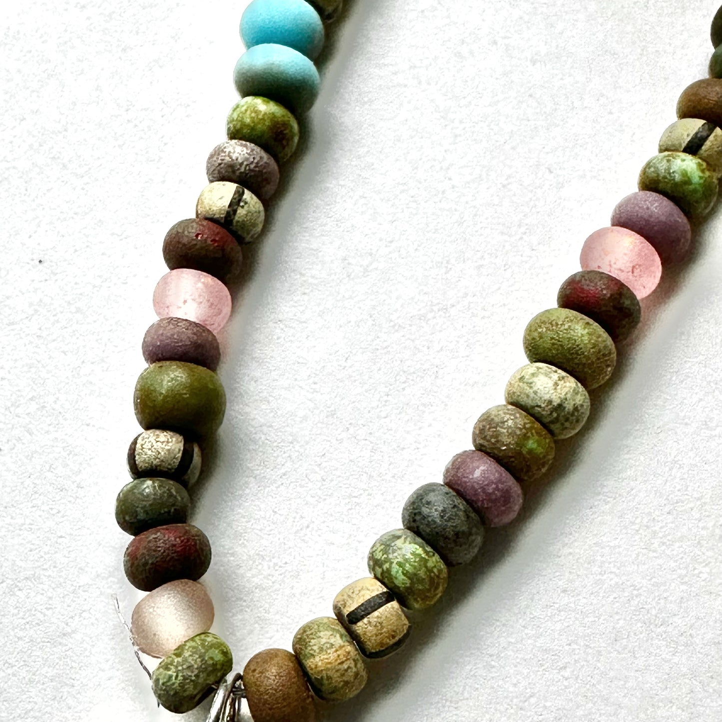 Boho Beaded Necklace Hippy Green Brown Purple Pink Blue