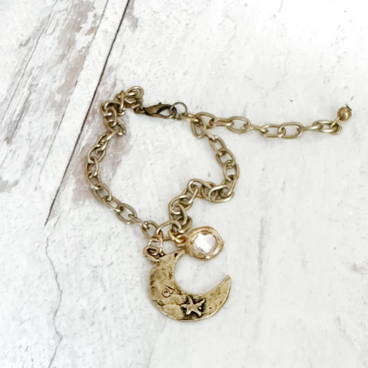 Boho Chic Gold Chain Moon Bracelet