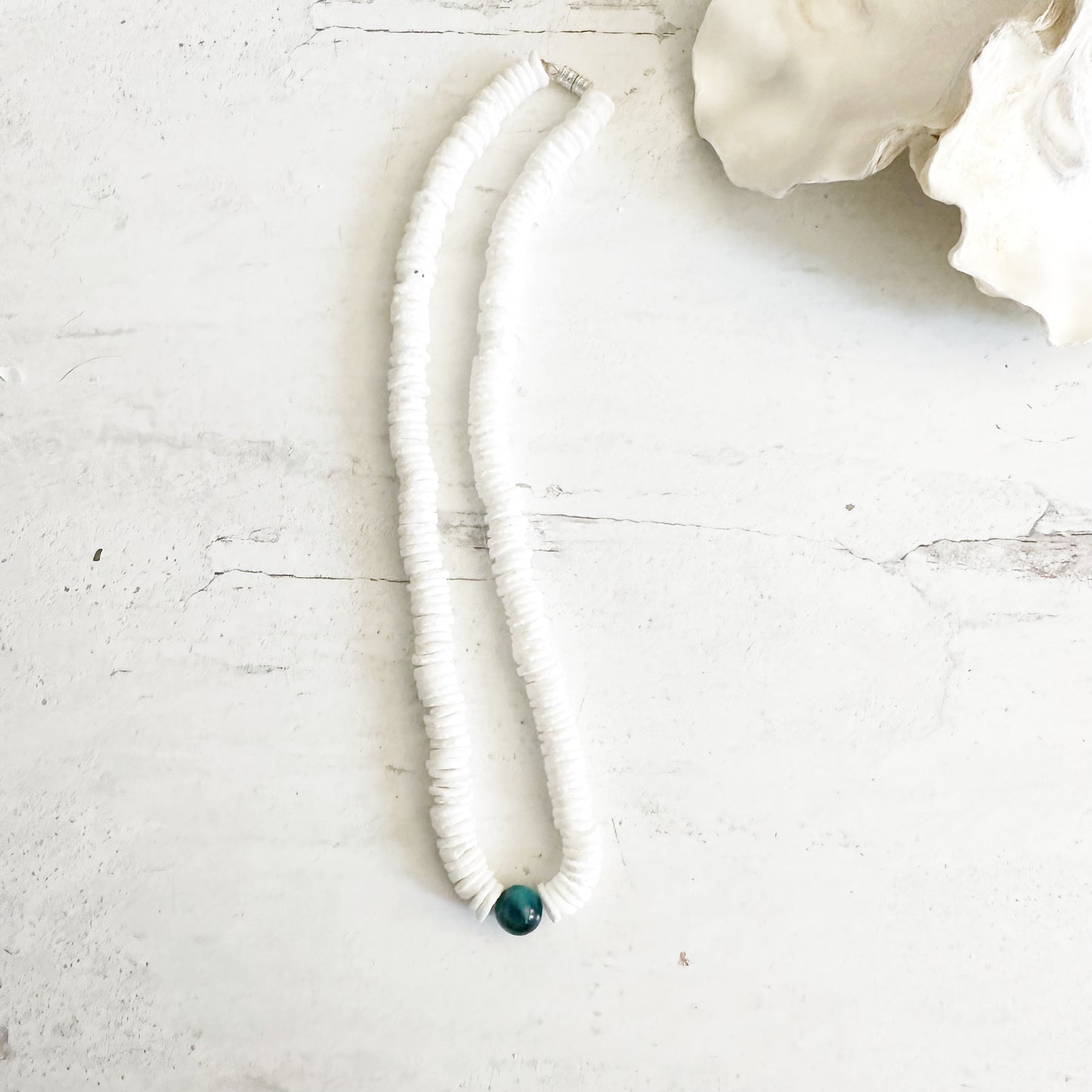 Boho Beach Puka Shell and Gemstone Necklace