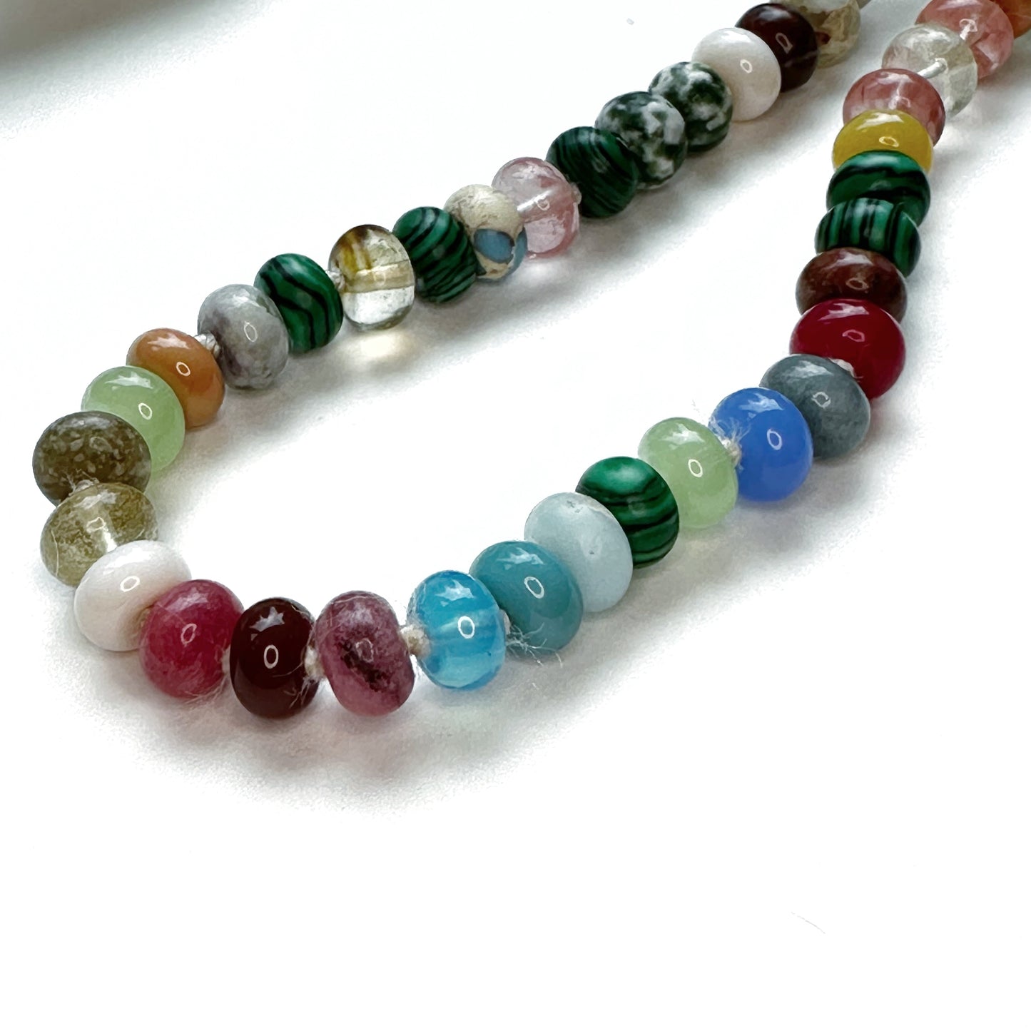 Boho Beaded Necklace Rainbow Gemstone Beads