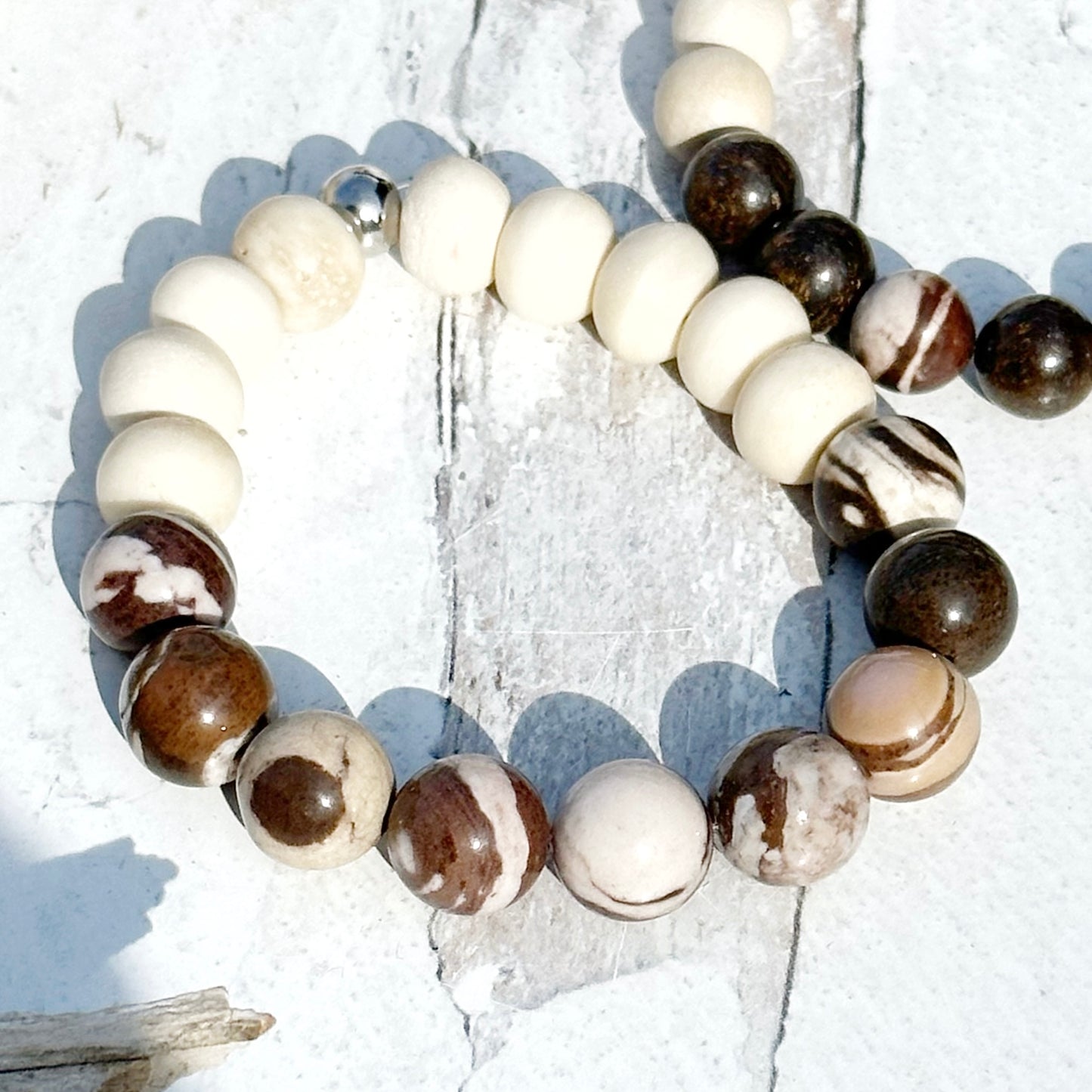 Beaded Boho Bracelets Neutral Colors Brown