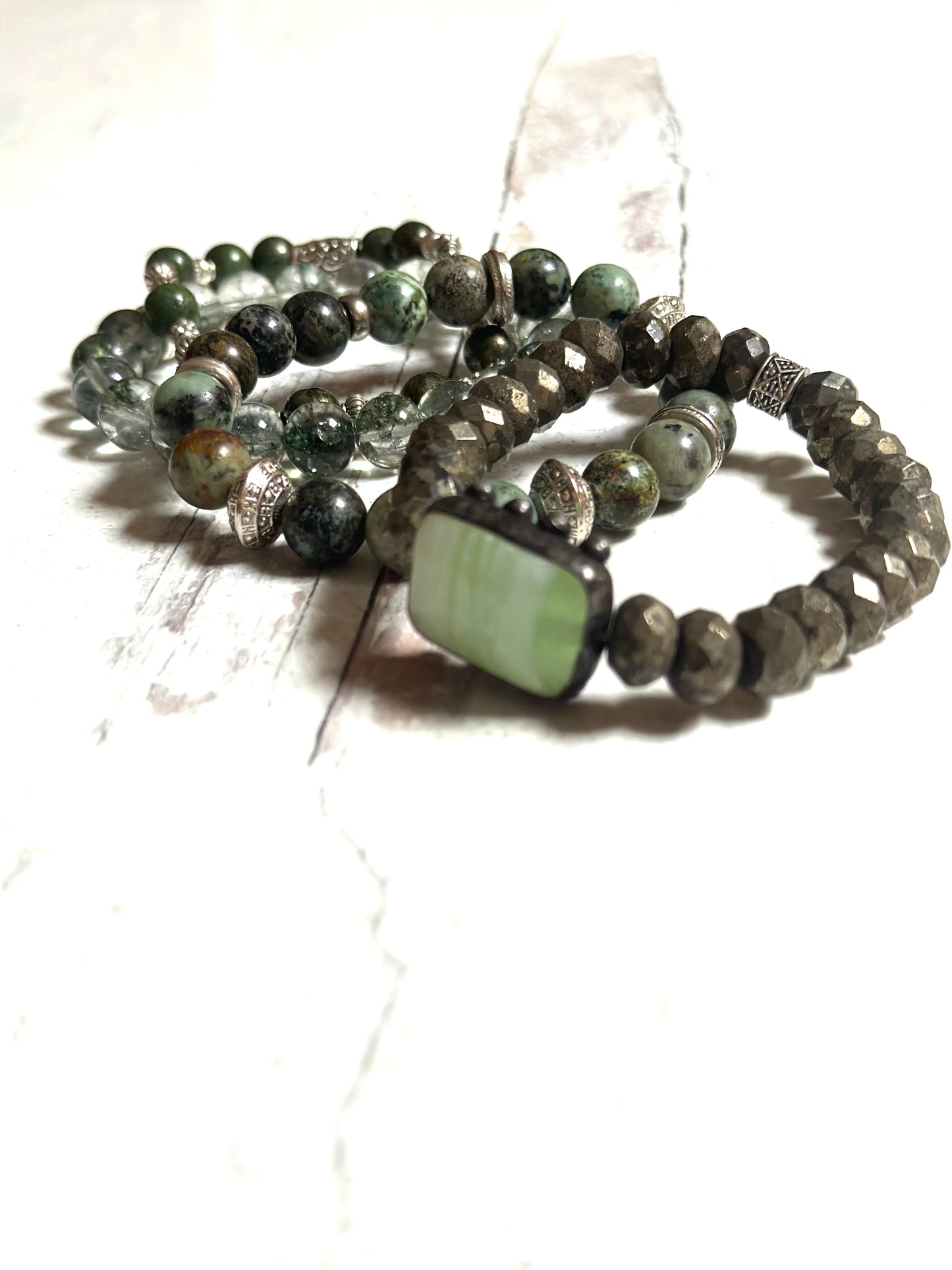 Gemstone Stretch Bracelets Green Turquoise