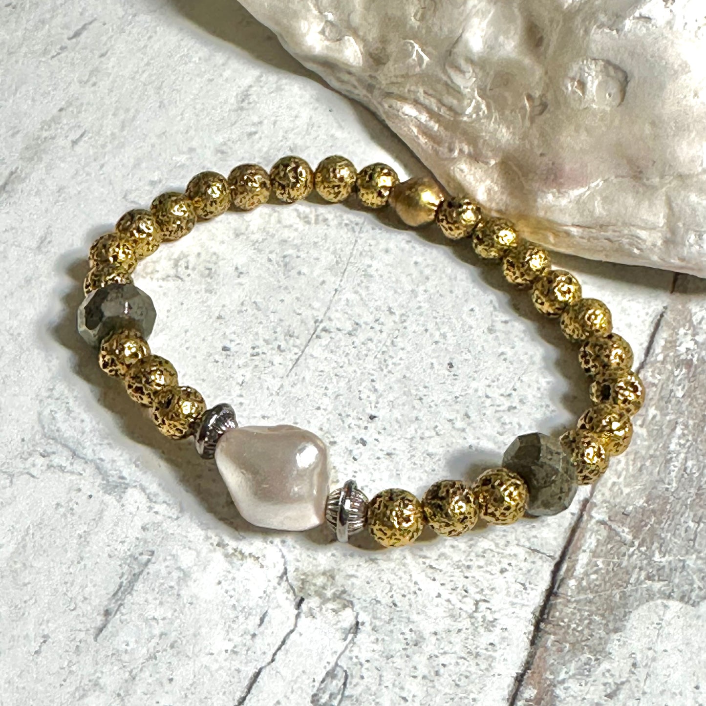 Gold Pearl Beaded Bracelet