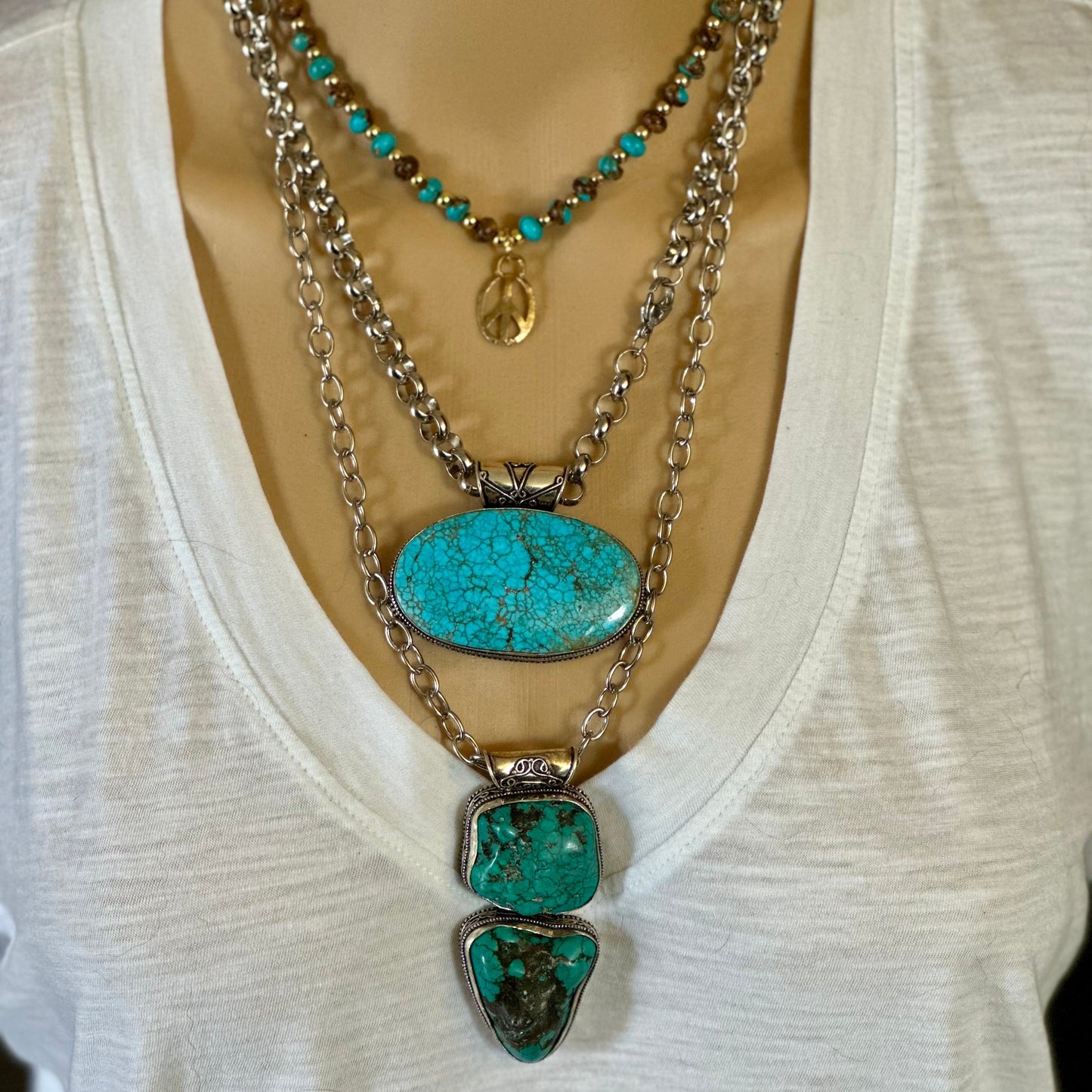 Silver Chain Turquoise Necklace