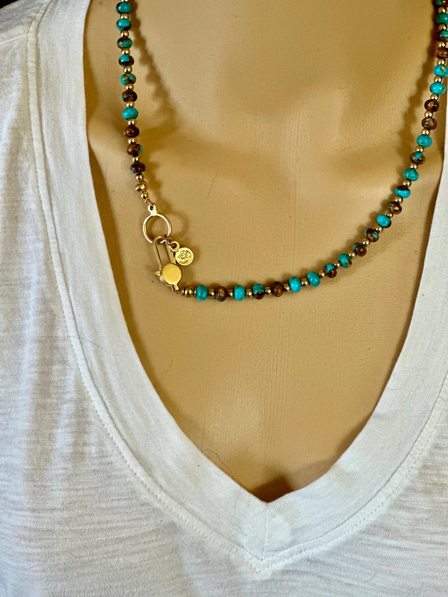 Turquoise Beaded Peace Sign Necklace