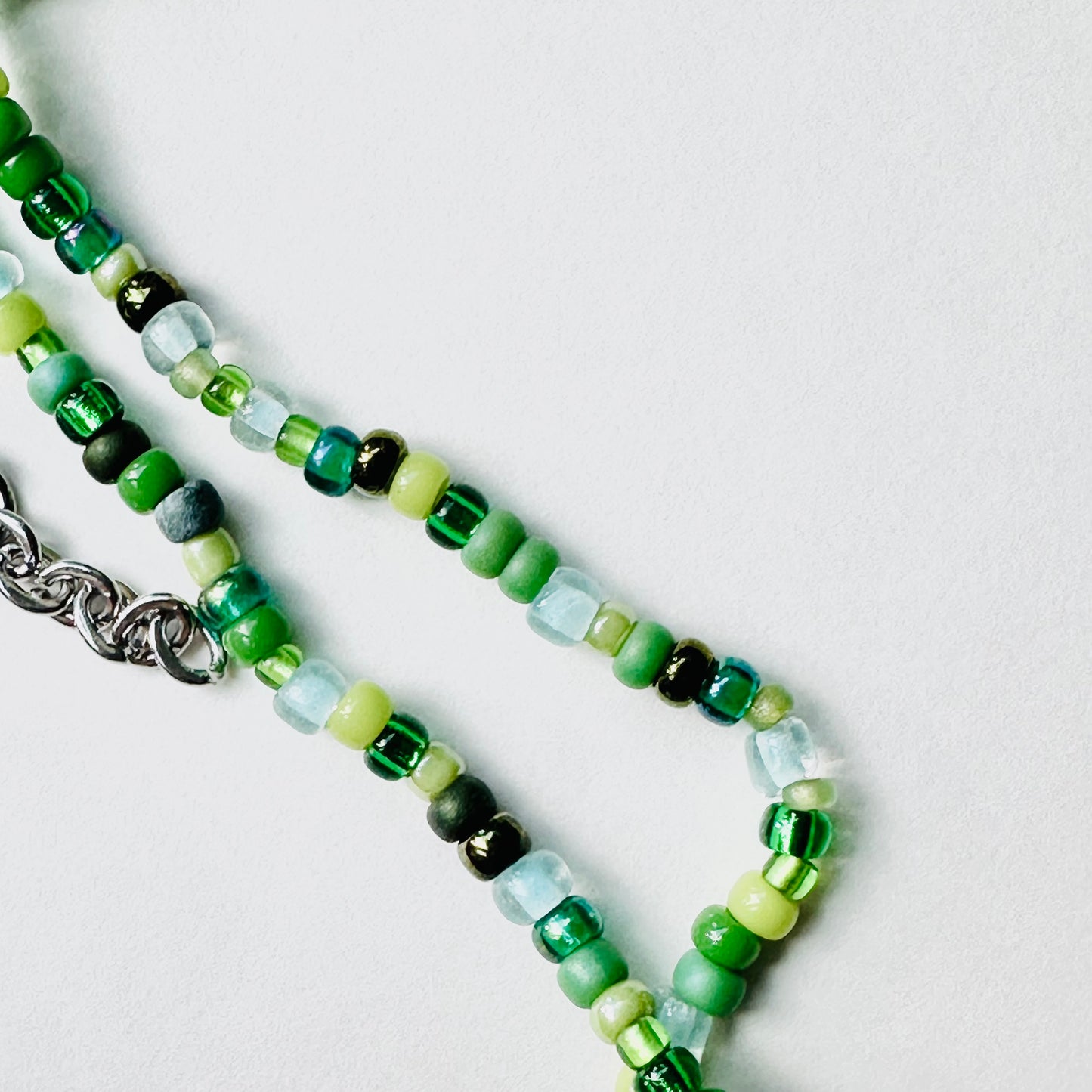 Beaded Boho Peace Artisan Czech Glass Green Necklace