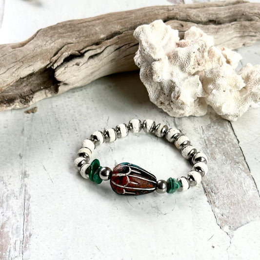White Turquoise and Silver Bracelets