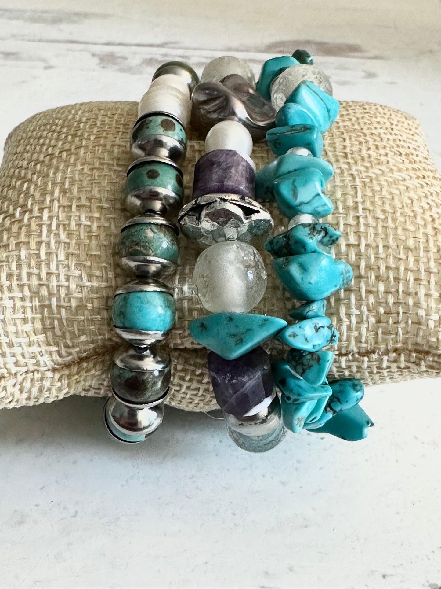 Boho Bracelets Gemstones Turquoise Pearl Glass