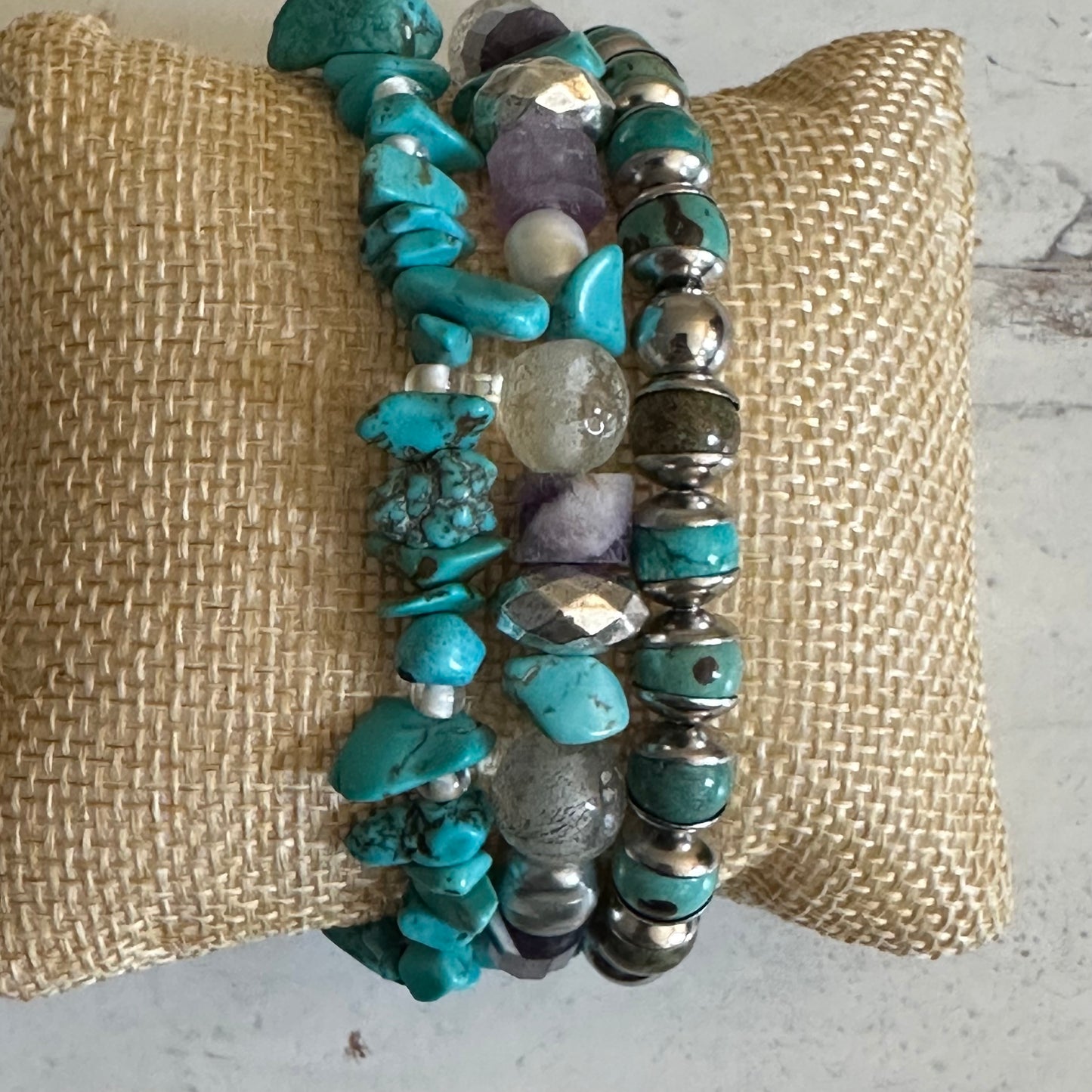 Boho Bracelets Gemstones Turquoise Pearl Glass