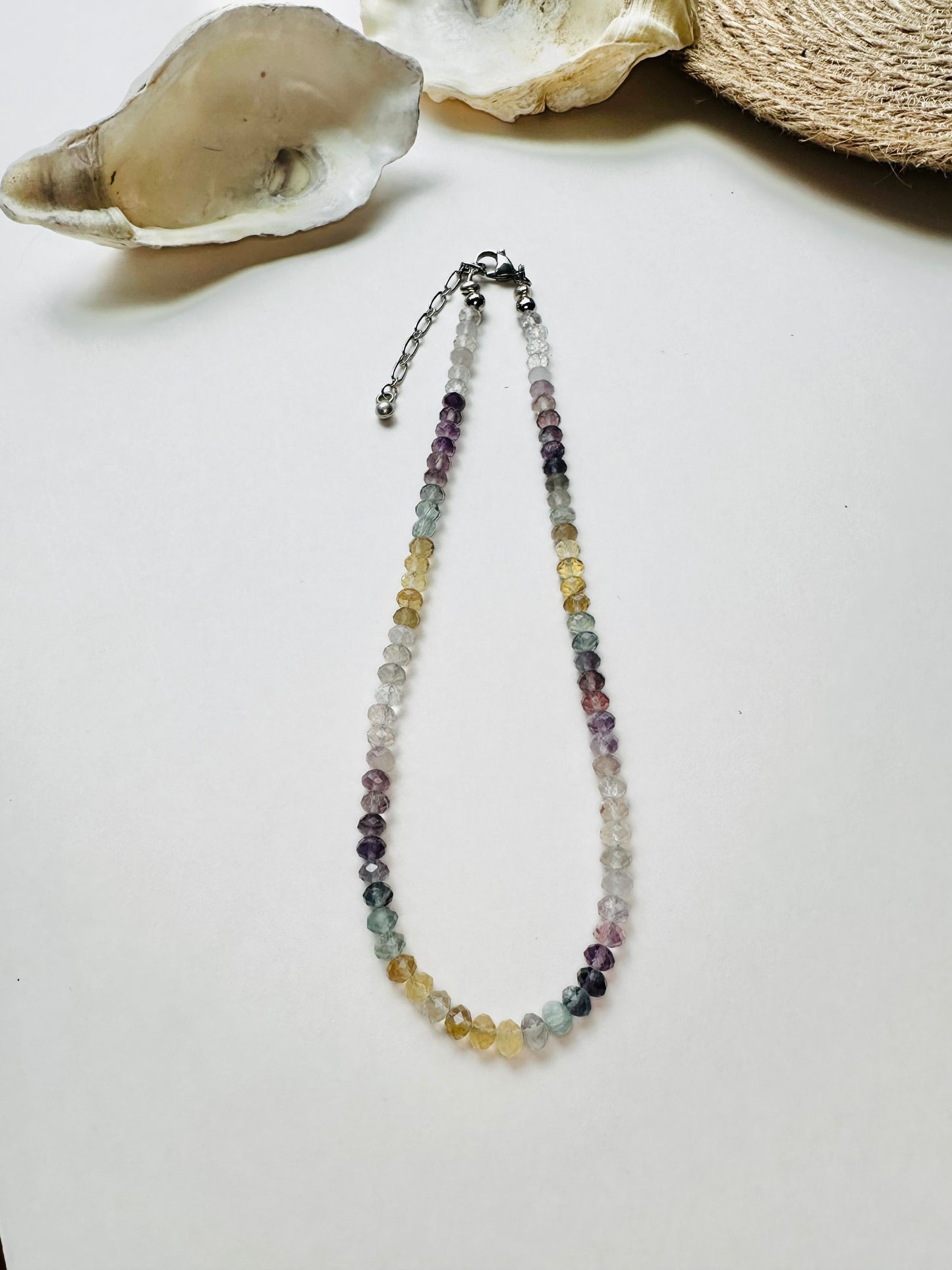 Boho Chic Beaded Gemstone Necklace Purple Pink Blue Yellow