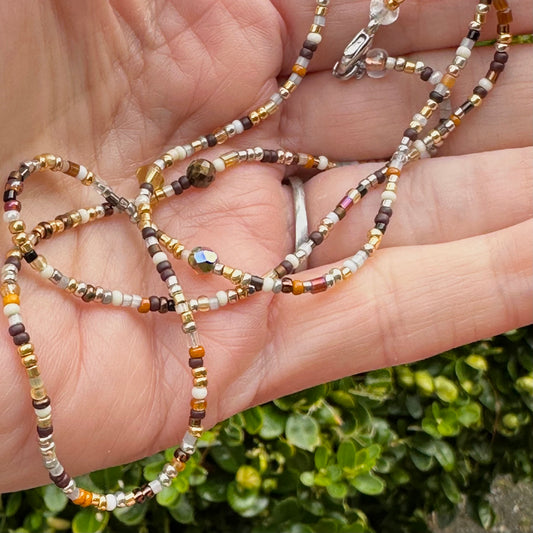Neutral Colors Seed Bead Necklace