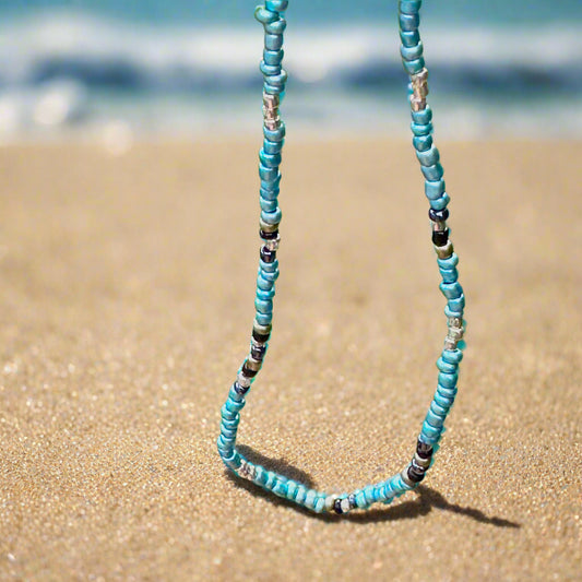 Blue Beaded Choker Made With Japanese Seed Beads